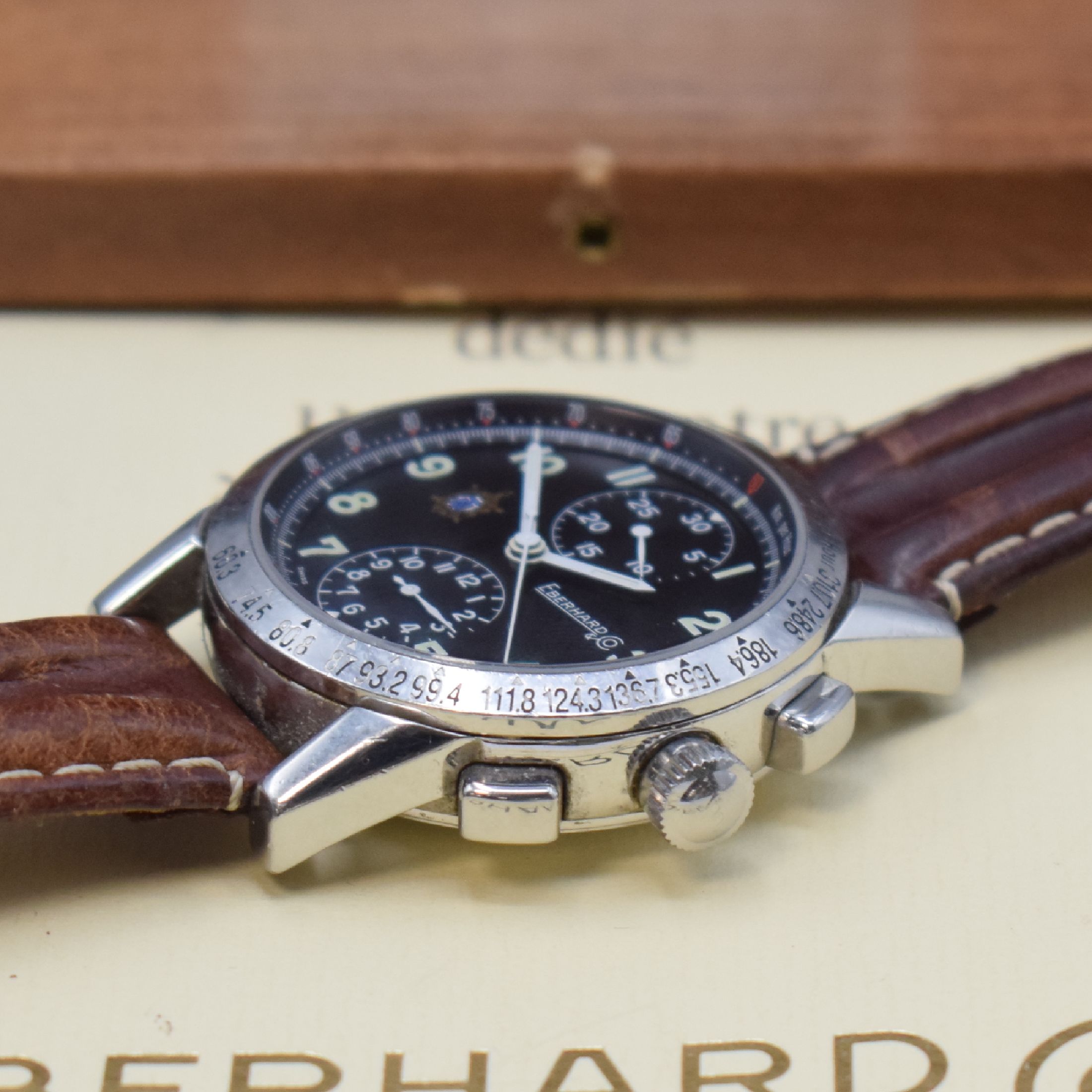 Detail b: EBERHARD & Co Tazio Nuvolari Herrenchronograph in Stahl Referenz 31030, Schweiz lt. orig. Papier verk. 1993, Automatik, 8-fach verschr. Geh., ...