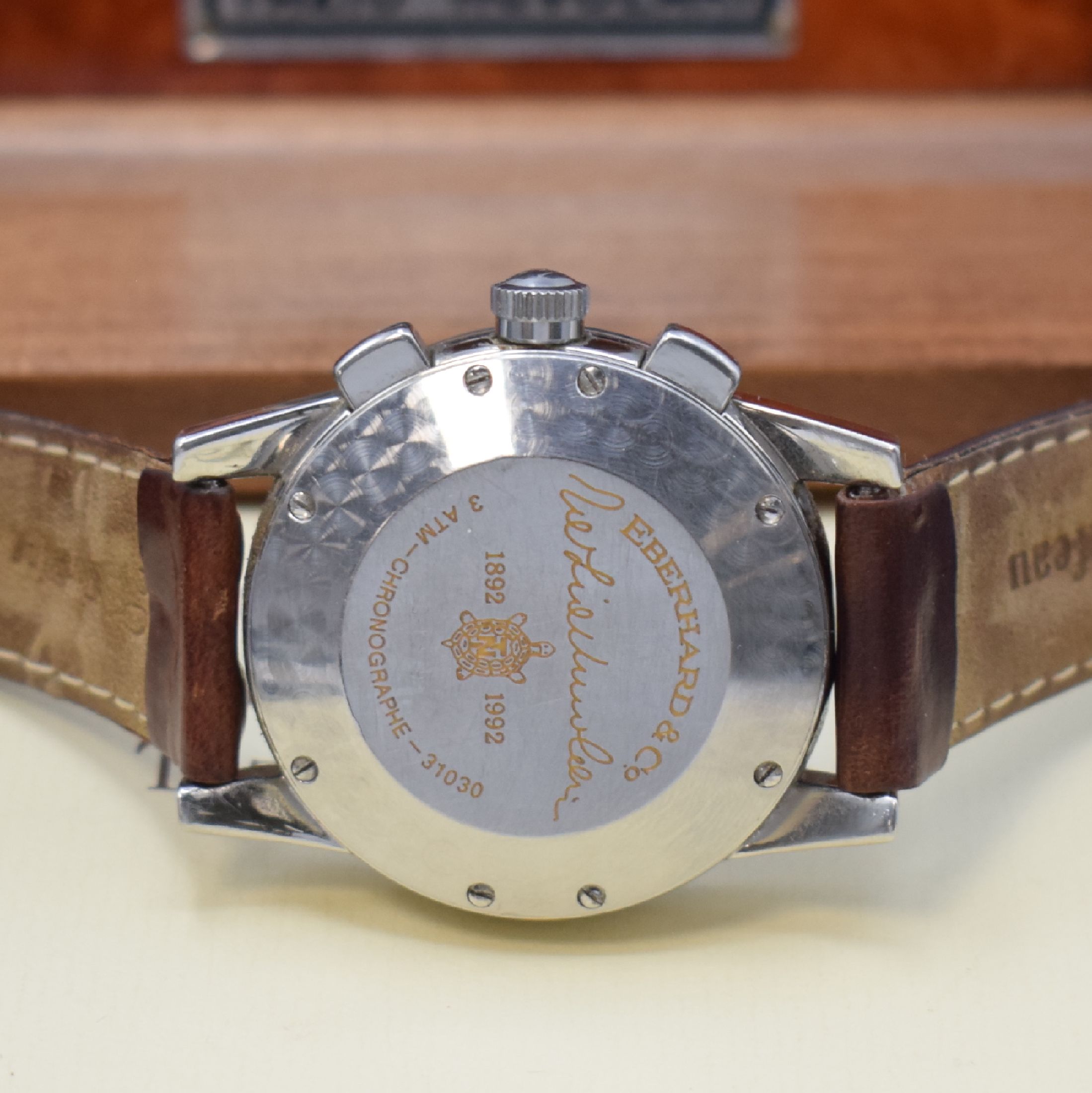 Detail c: EBERHARD & Co Tazio Nuvolari Herrenchronograph in Stahl Referenz 31030, Schweiz lt. orig. Papier verk. 1993, Automatik, 8-fach verschr. Geh., ...