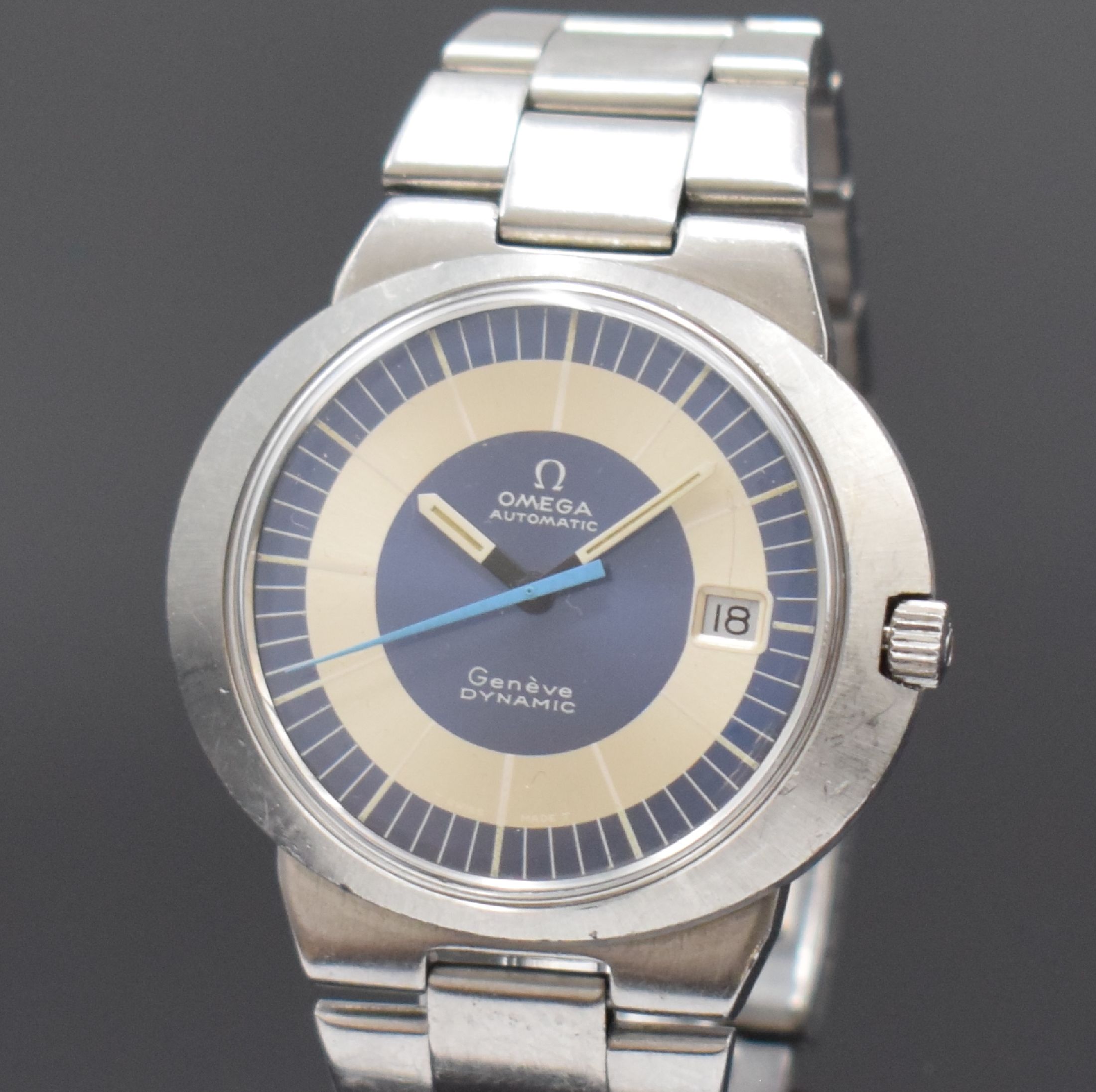 Detail a: OMEGA Dynamic Automatic Herrenarmbanduhr in Stahl/Stahlband Referenz 166.039, Schweiz um 1969, Automatik, Monocoque-Geh., Stahlband Ref. 1153/138, ...