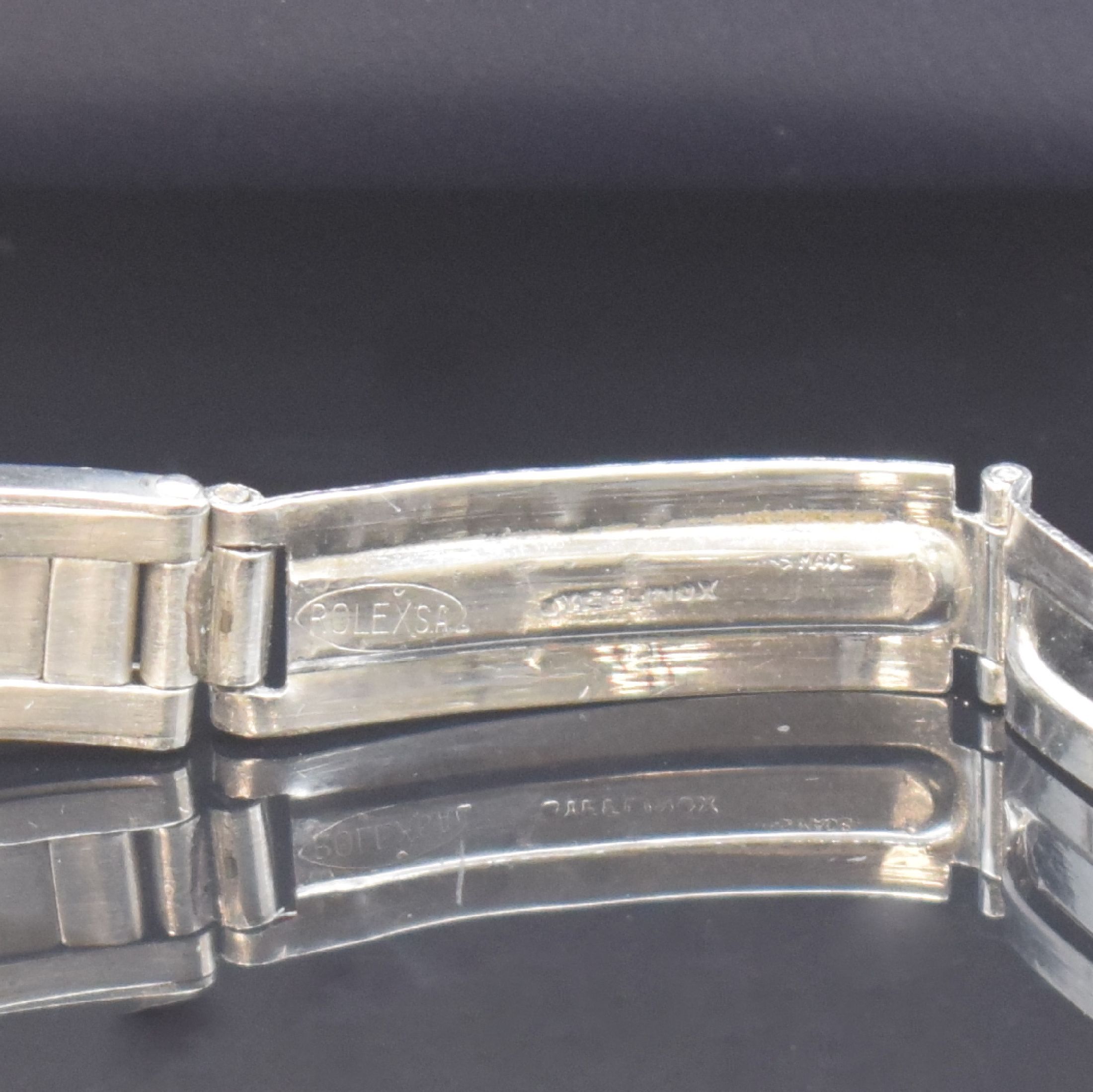Detail b: ROLEX sehr seltene Damenarmbanduhr in Stahl/ Stahlband Referenz 3562, Schweiz um 1943, Handaufzug, quadrat. 2-tlg. Geh., Boden aufgedr., anges. orig. ...