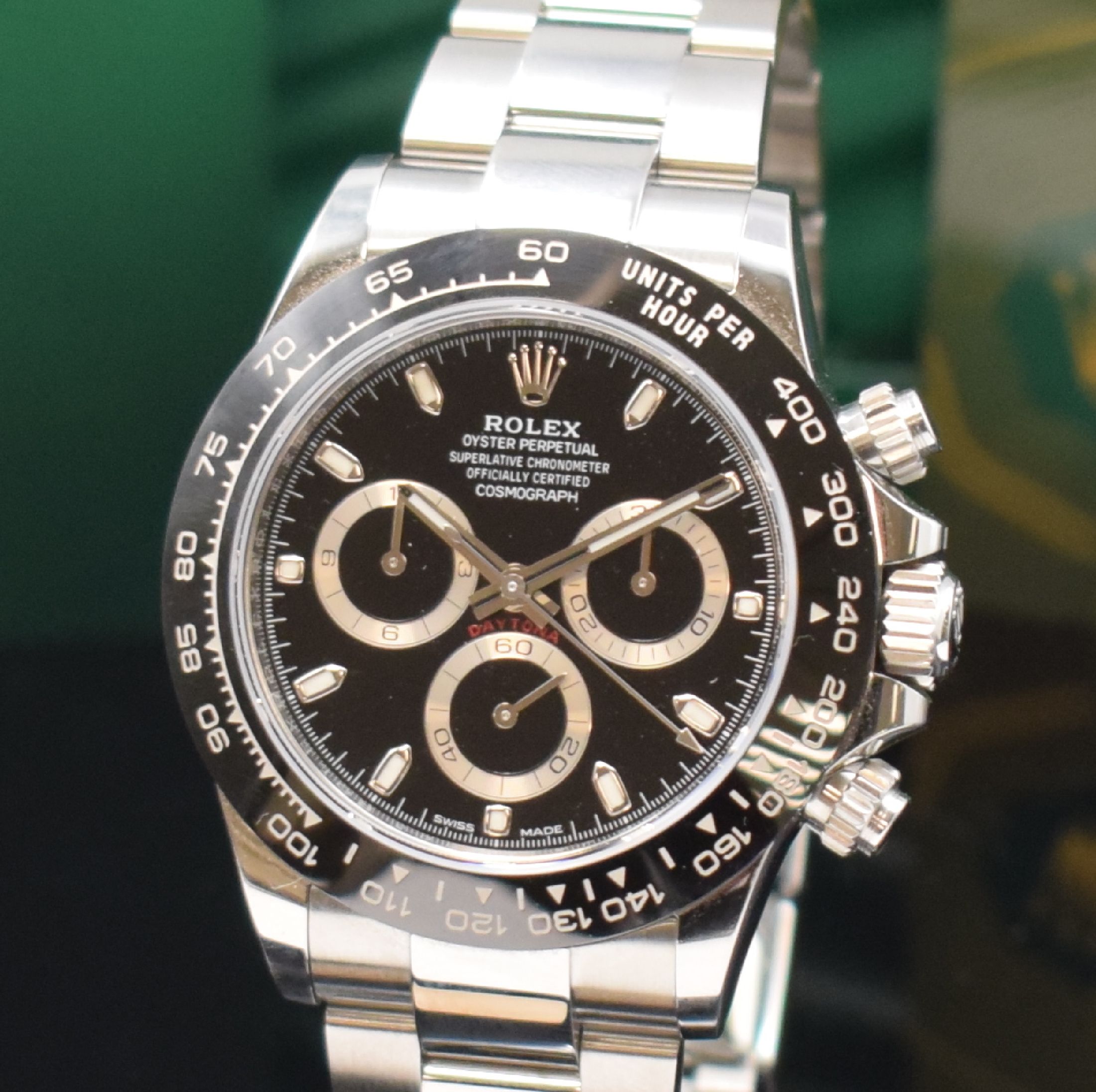 Detail a: ROLEX Cosmograph Daytona Referenz 116500LN, Automatik, Chronometer der Superlative in Edelstahl inkl. Oysterband m. Faltschl., Boden, Krone und ...