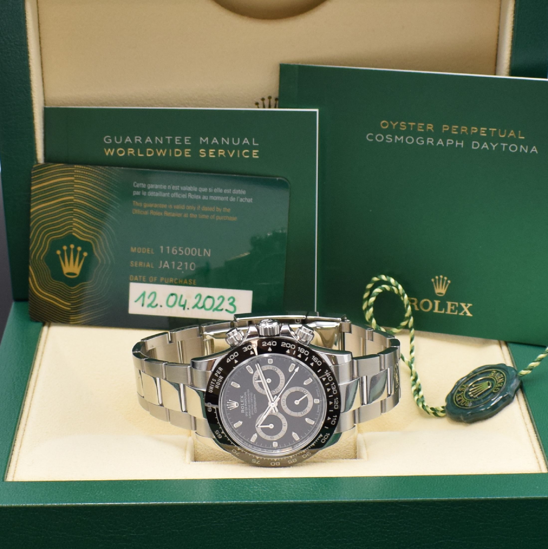 Detail e: ROLEX Cosmograph Daytona Referenz 116500LN, Automatik, Chronometer der Superlative in Edelstahl inkl. Oysterband m. Faltschl., Boden, Krone und ...