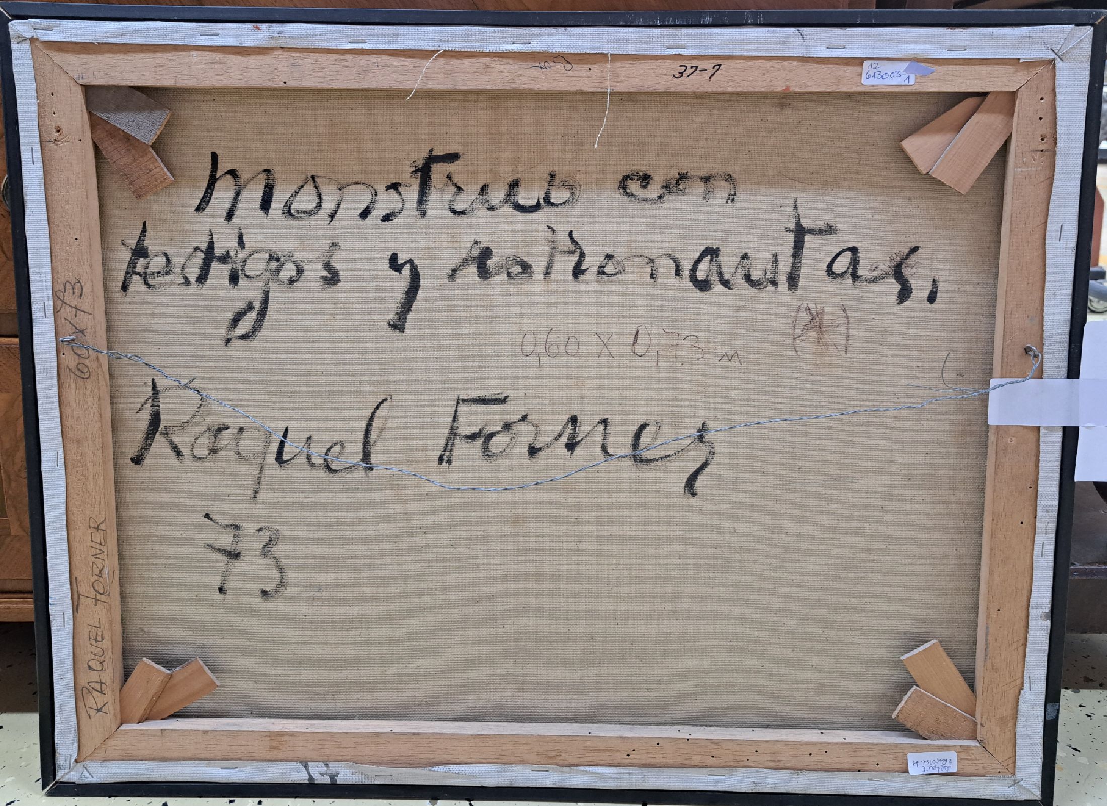 Detail c: Raquel Forner, 1902 Buenos Aires - 1988, rückseitig betitelt: "Monstruo con testigos y astronautas", (Monster mit Zeugen und Astronauten, ...