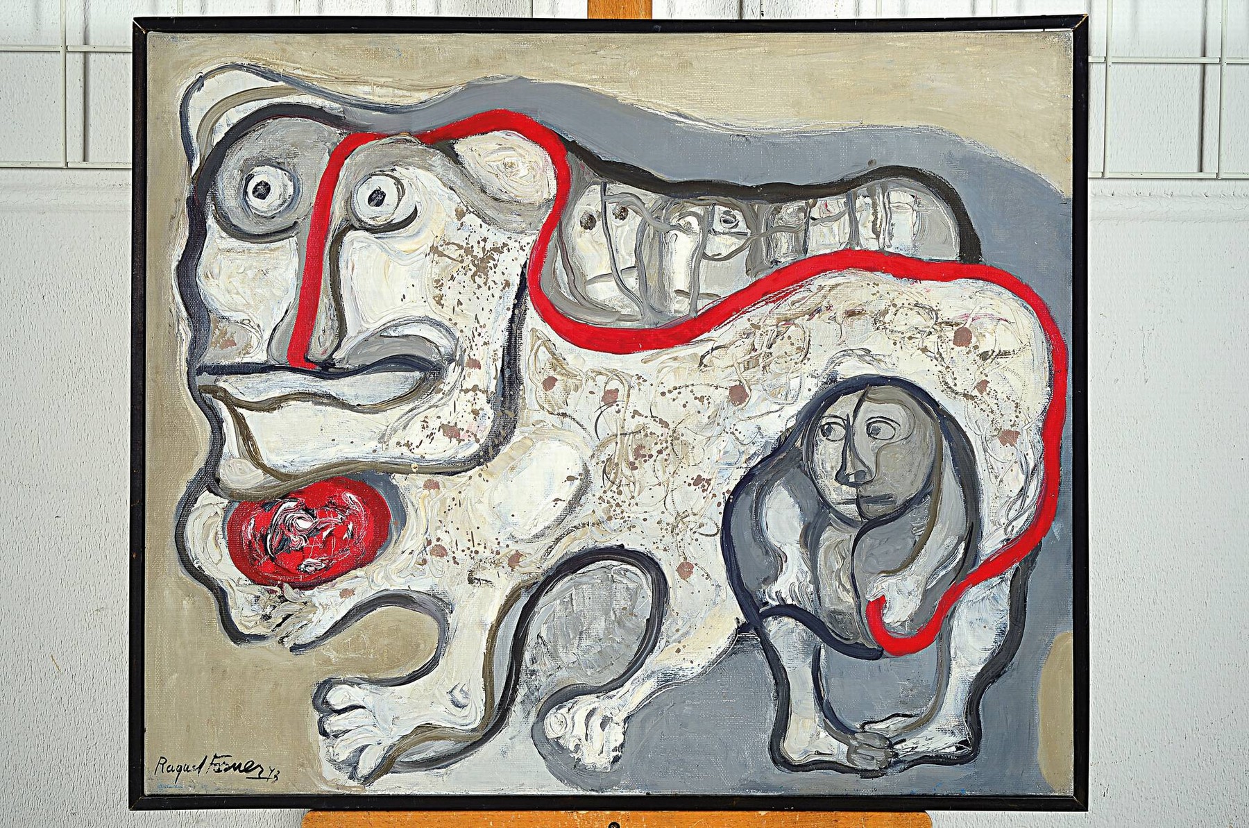Detail k: Raquel Forner, 1902 Buenos Aires - 1988, rückseitig betitelt: "Monstruo con testigos y astronautas", (Monster mit Zeugen und Astronauten, ...