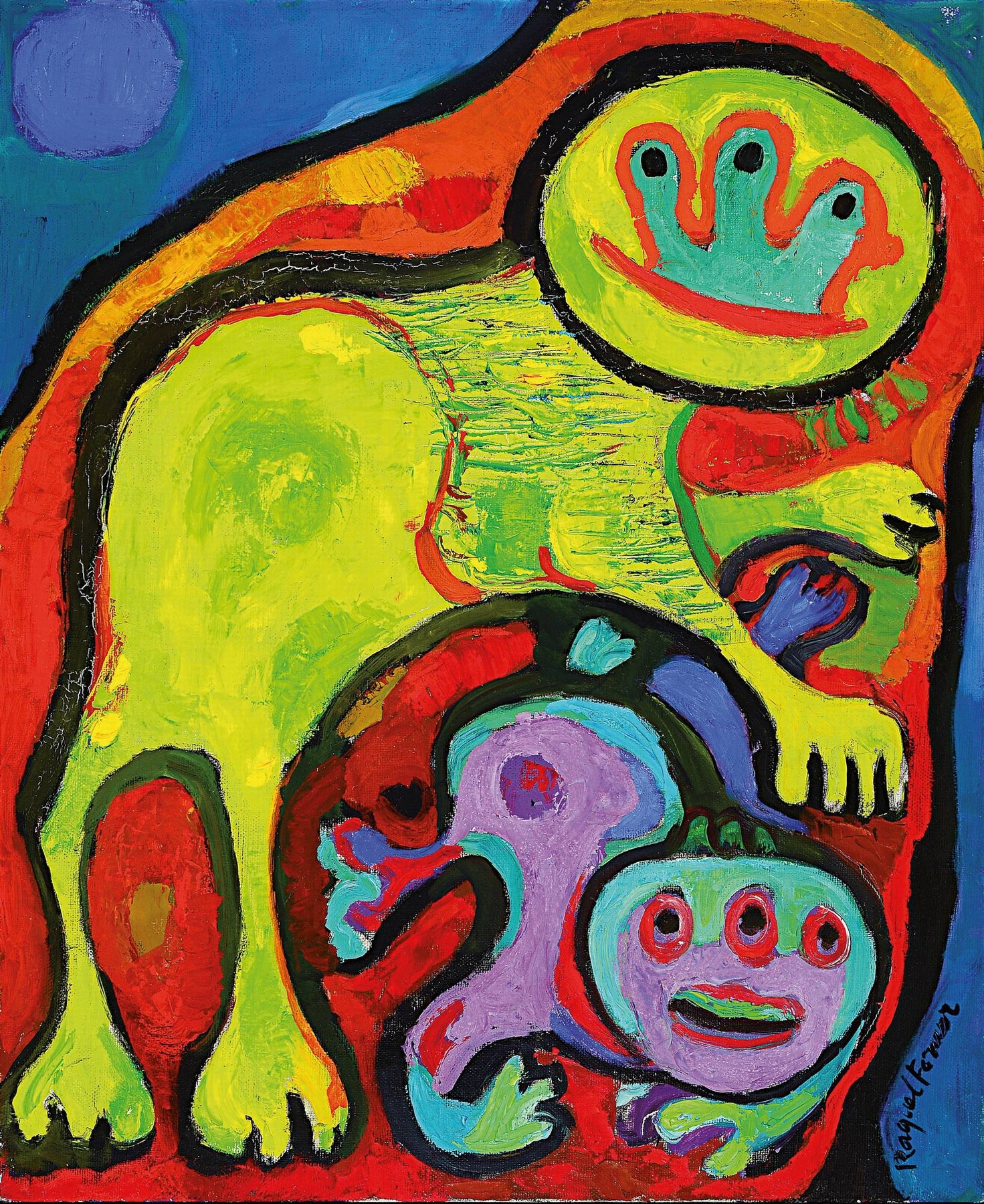 Raquel Forner, 1902 Buenos Aires - 1988, rückseitig betitelt: "Juegos de astroseres", Öl/Lwd, signiert und dat. 1972, ca. 73 x 60 cm, ...