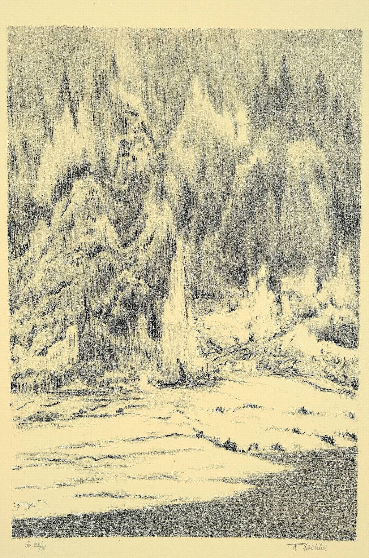 Detail k: Frantisek Kobliha, 1877-1962Prag, 7 Druckgrafiken: Radierung, Landschaft, 32x22 cm; 5 Lithographien, versch. Motive mit mythologischen ...