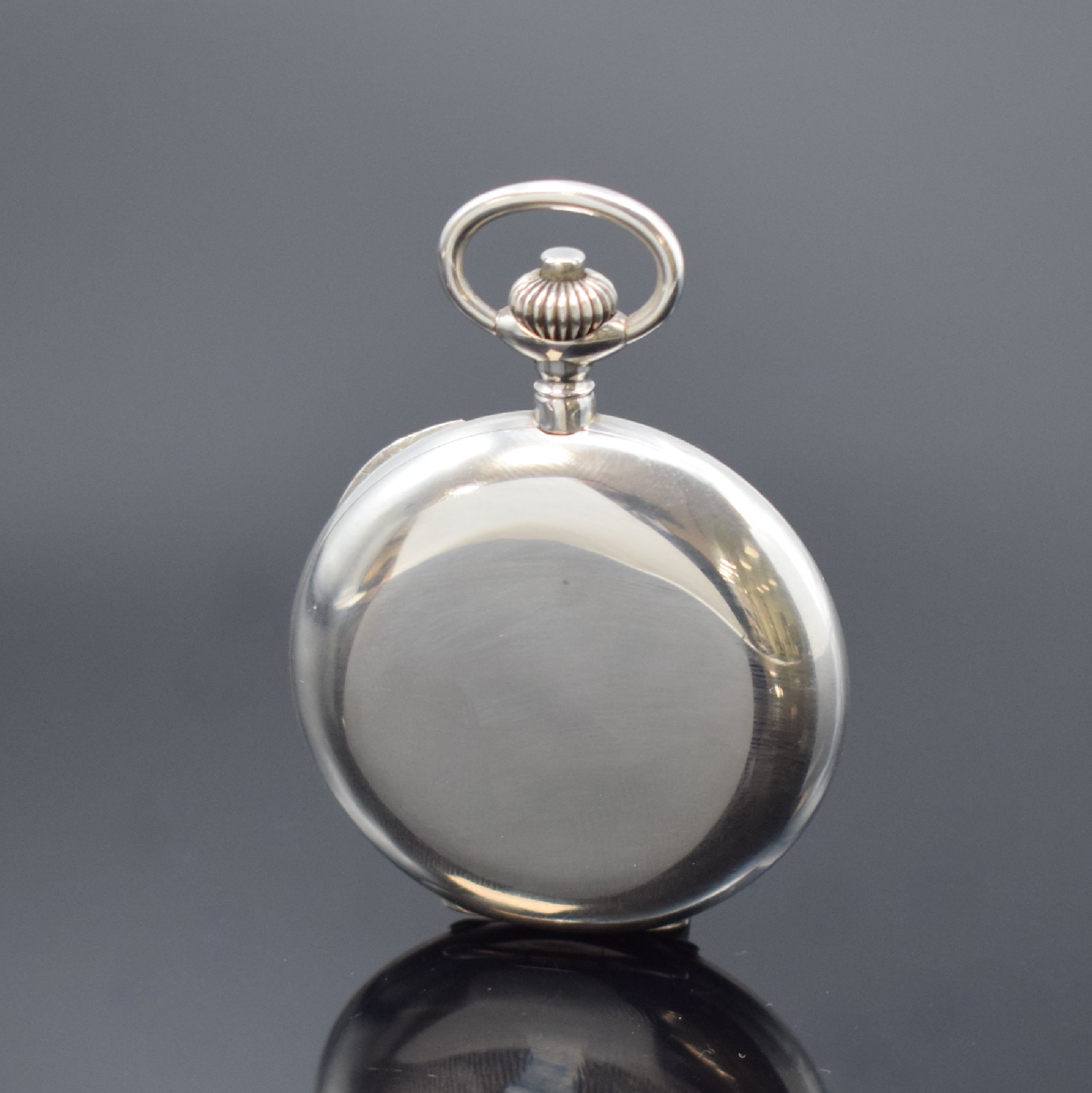 Detail b: UHRENFABRIK UNION GLASHÜTTE schwere Herrensavonette in Silber, Deutschland um 1920, glattes Lucia-Geh., 2-tlg. Emailzifferbl. m. arab. Zahlen riss., ...