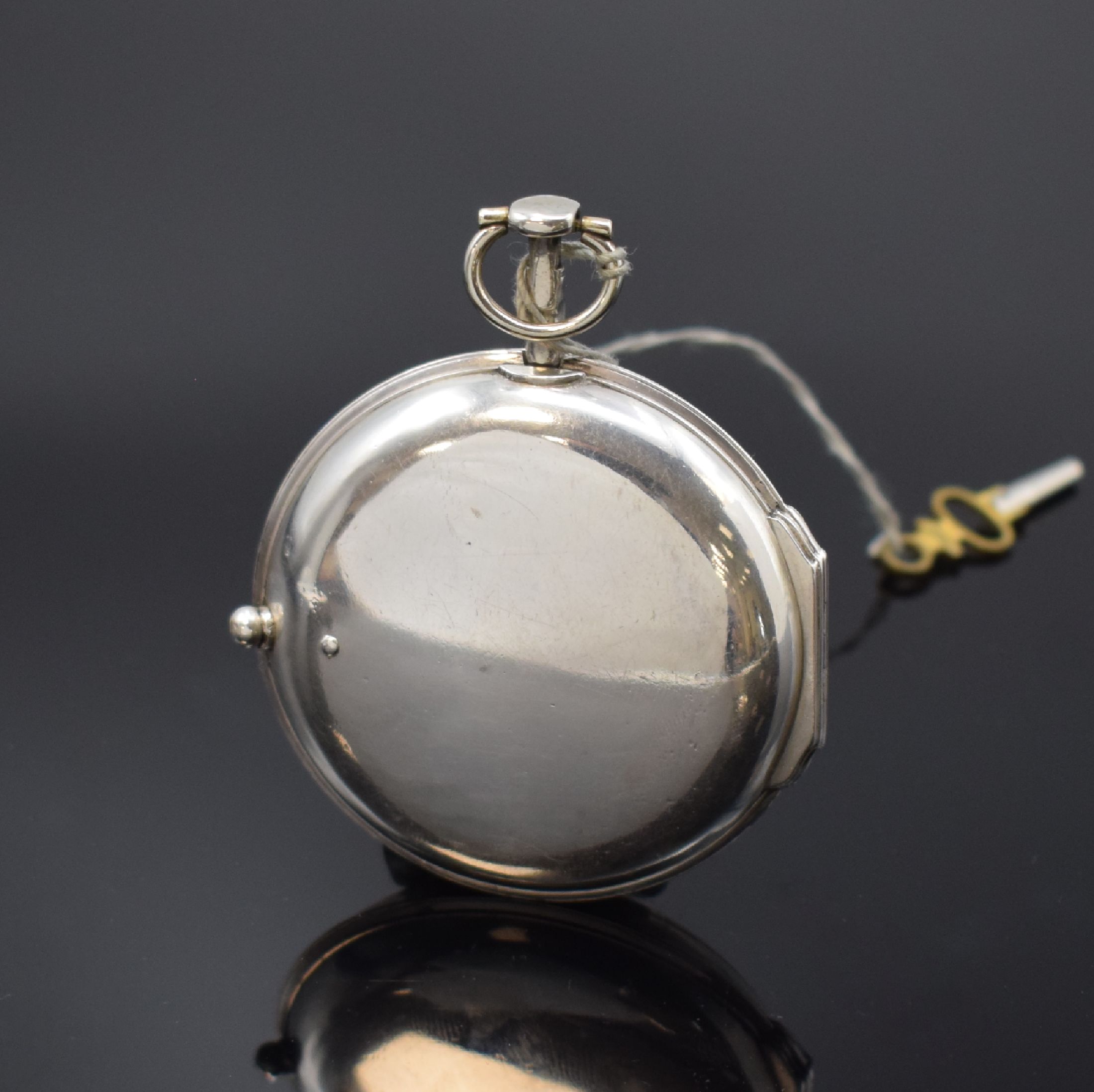 Detail d: HARISSON London große Spindeltaschenuhr mit 3 Übergehäusen in Silber, London Hallmark 1792, glattes Geh. dell., glattes Übergeh. m. großem ...