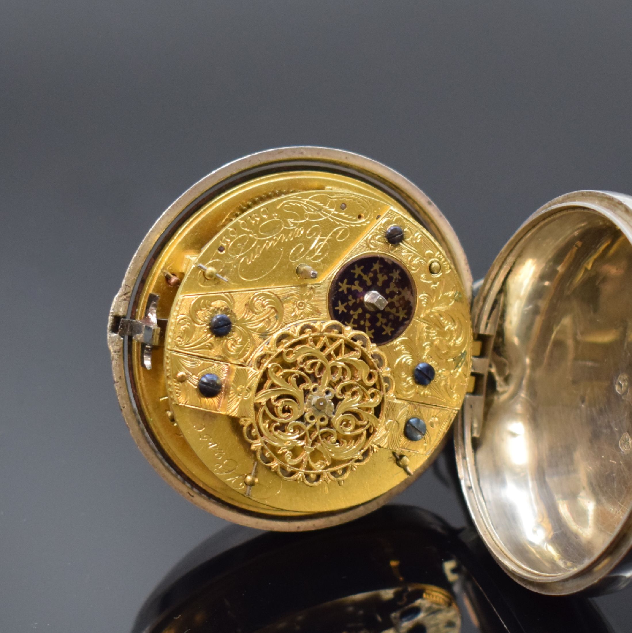 Detail g: HARISSON London große Spindeltaschenuhr mit 3 Übergehäusen in Silber, London Hallmark 1792, glattes Geh. dell., glattes Übergeh. m. großem ...