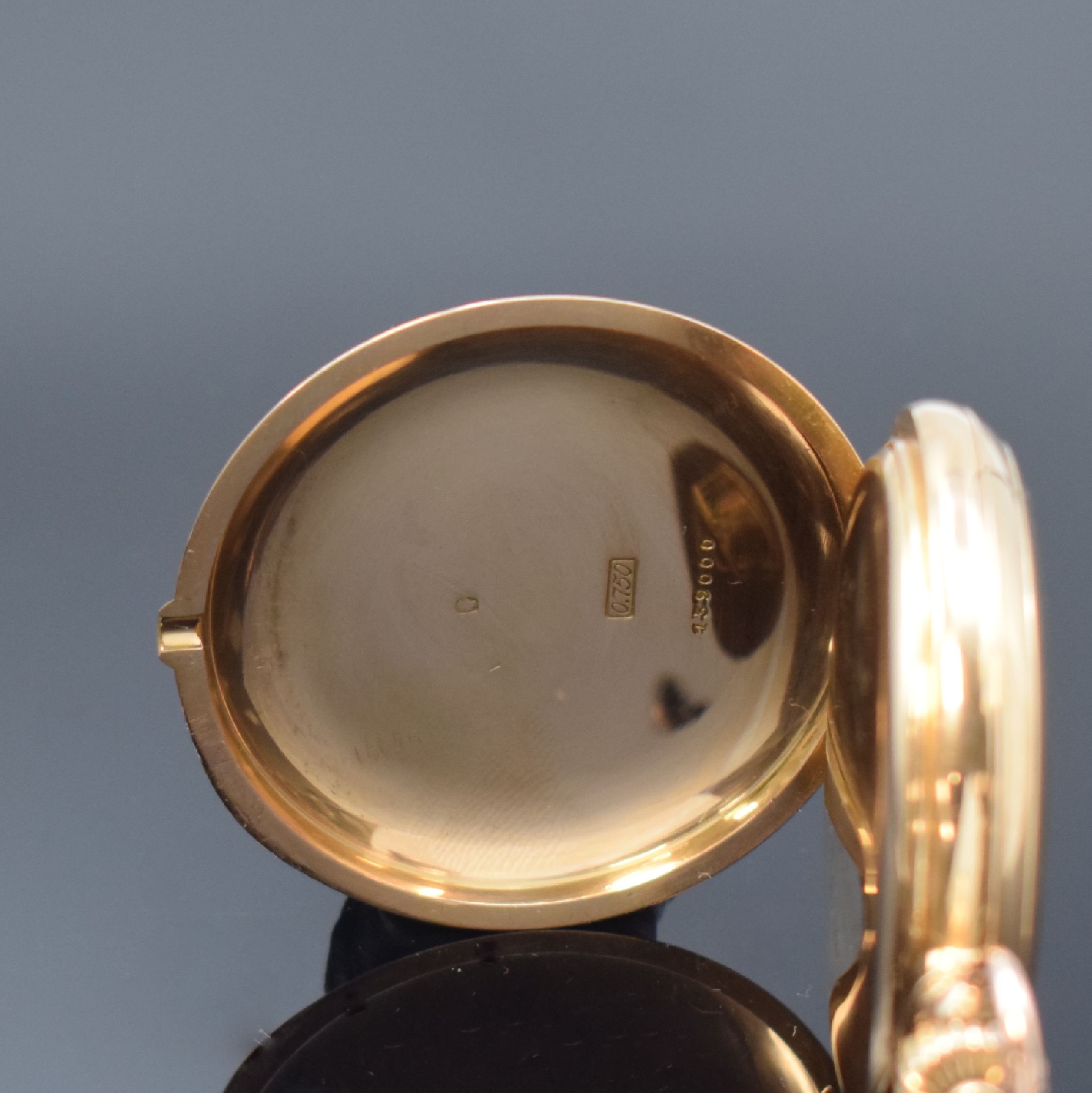Detail b: PAVEL BUHRE schwere Herrensavonette in RG 750/000, Schweiz um 1900, glattes 3-Deckel Goldgeh. dell., a-goutte Schlüsse, Cuvette auf kyrillisch bez. ...