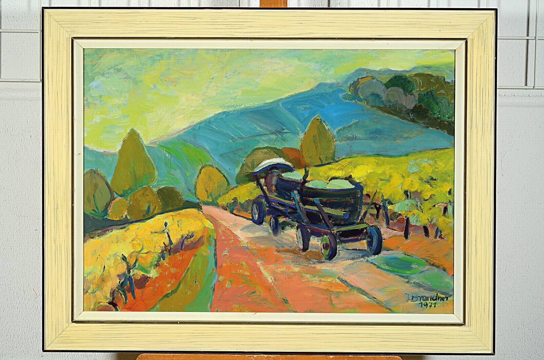 Detail k: Ingeborg Brandner, 1920-1987 Dörrenbach, Furhwerk am Weinberg, Öl/Lwd, rechts unten sign. und dat. 71, ca. 50x70cm, R. ca. 64x84cm