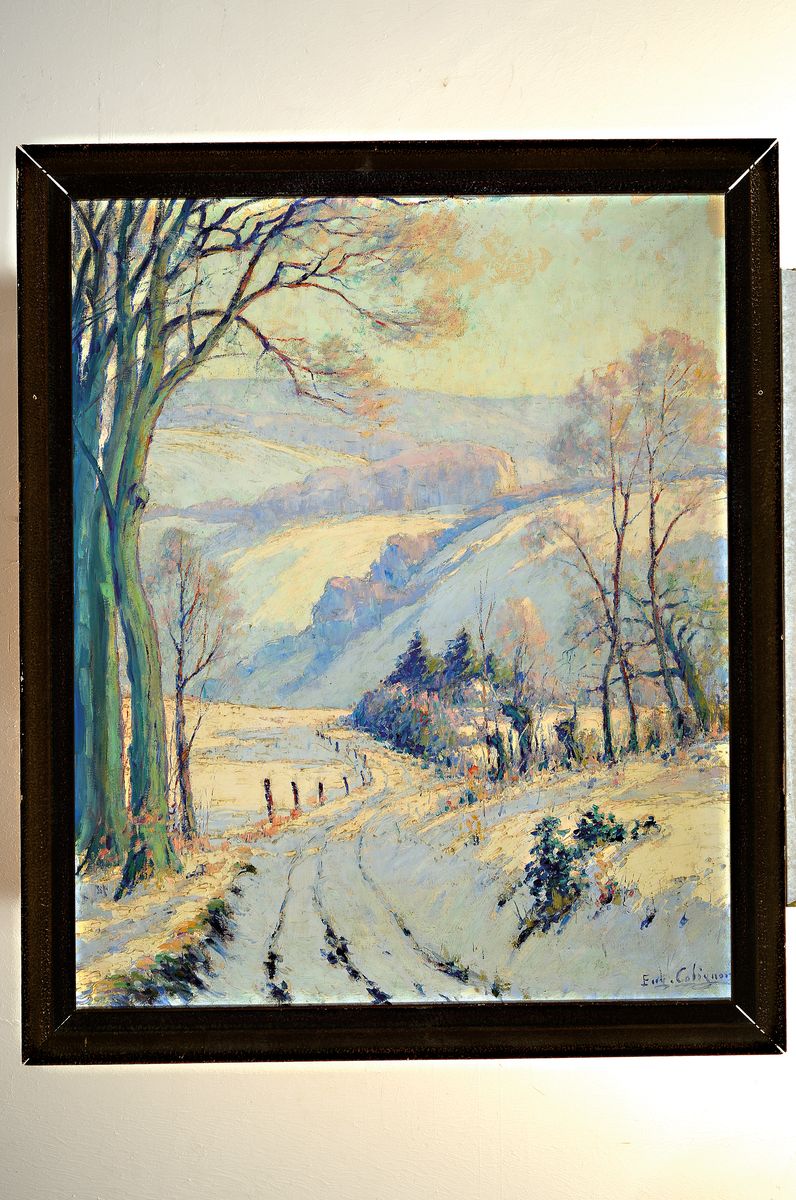 Detail k: Eugène Colignon, 1876-1961 Frankreich, Verschneite Winterlandschaft mit Baumgruppen, Öl/Lwd, rechts unten signiert, ca. 100x80cm, R. ca. 112x92cm