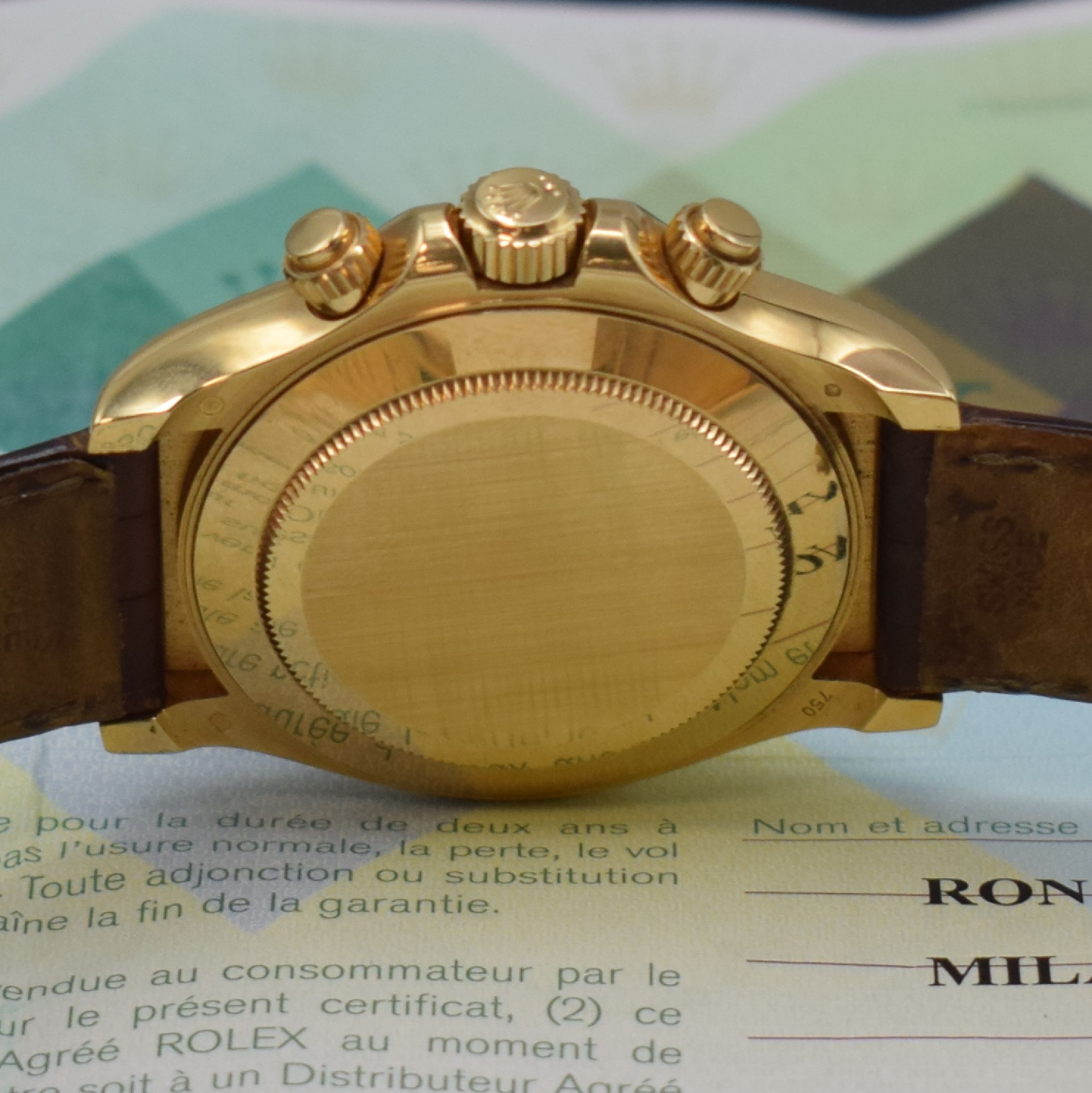 Detail e: ROLEX Herrenarmbanduhr Oyster Perpetual Cosmograph Daytona Referenz 116518, Automatik, D-Serie, Chronometer der Superlative in GG 750/000 inkl. orig. ...