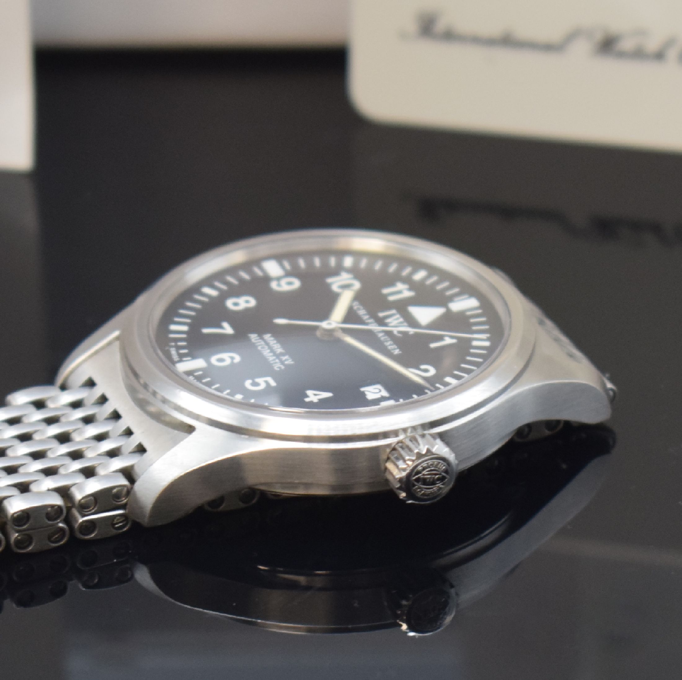 Detail c: IWC Herrenarmbanduhr "Die Fliegeruhr" Mark XV Referenz 3253, Schweiz um 2000, Automatik, verschr. Edelstahlgeh. inkl. orig. Gliederband m. ...