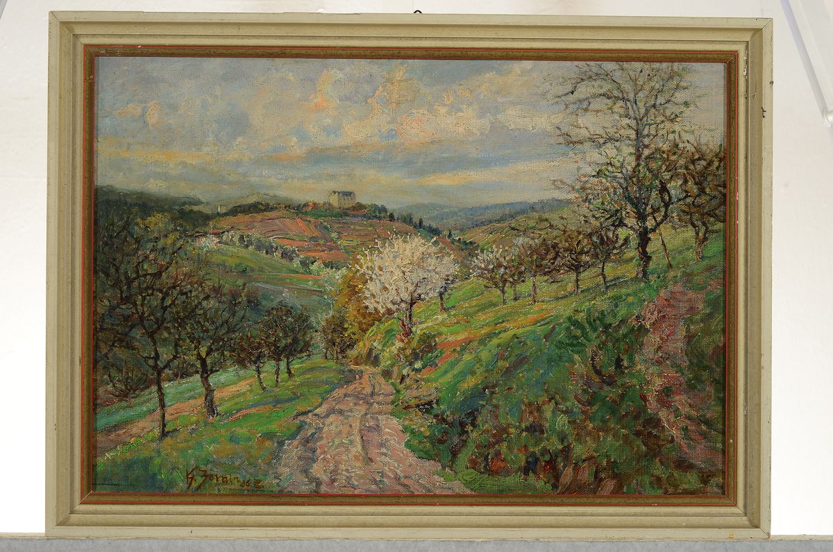 Detail k: Heinrich Zernin, 1868-1951 Darmstadt, Schloss Lichtenberg Fischbachtal/Odenwald, Öl/Lwd/Karton, links unten signiert und datiert 36, Rahmen, 29x40 cm