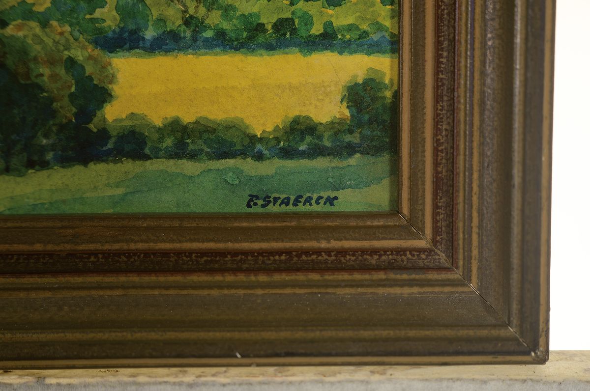 Detail a: Paul Staerck, geb. 1872 Nordhausen, Mitglied der Künstlerkolonie Heikendorf, Schleswig- Holstein, Aquarell, "Röbsdorf" so verso bez., ...
