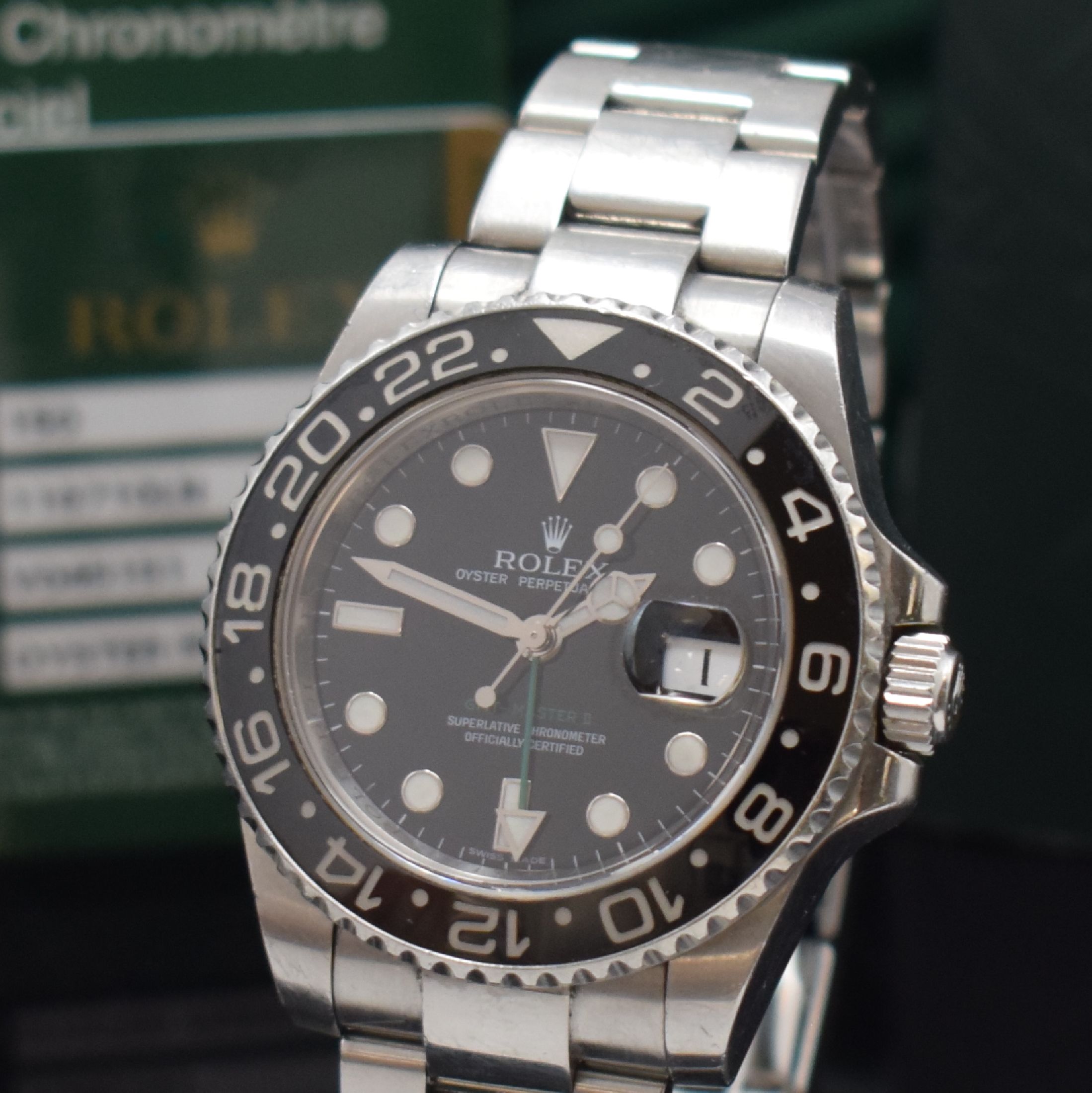 Detail a: ROLEX Herrenarmbanduhr Oyster Perpetual Date GMT-Master II Referenz 116710LN, Automatik, V-Serie, LC 150, Chronometer der Superlative in Edelstahl ...
