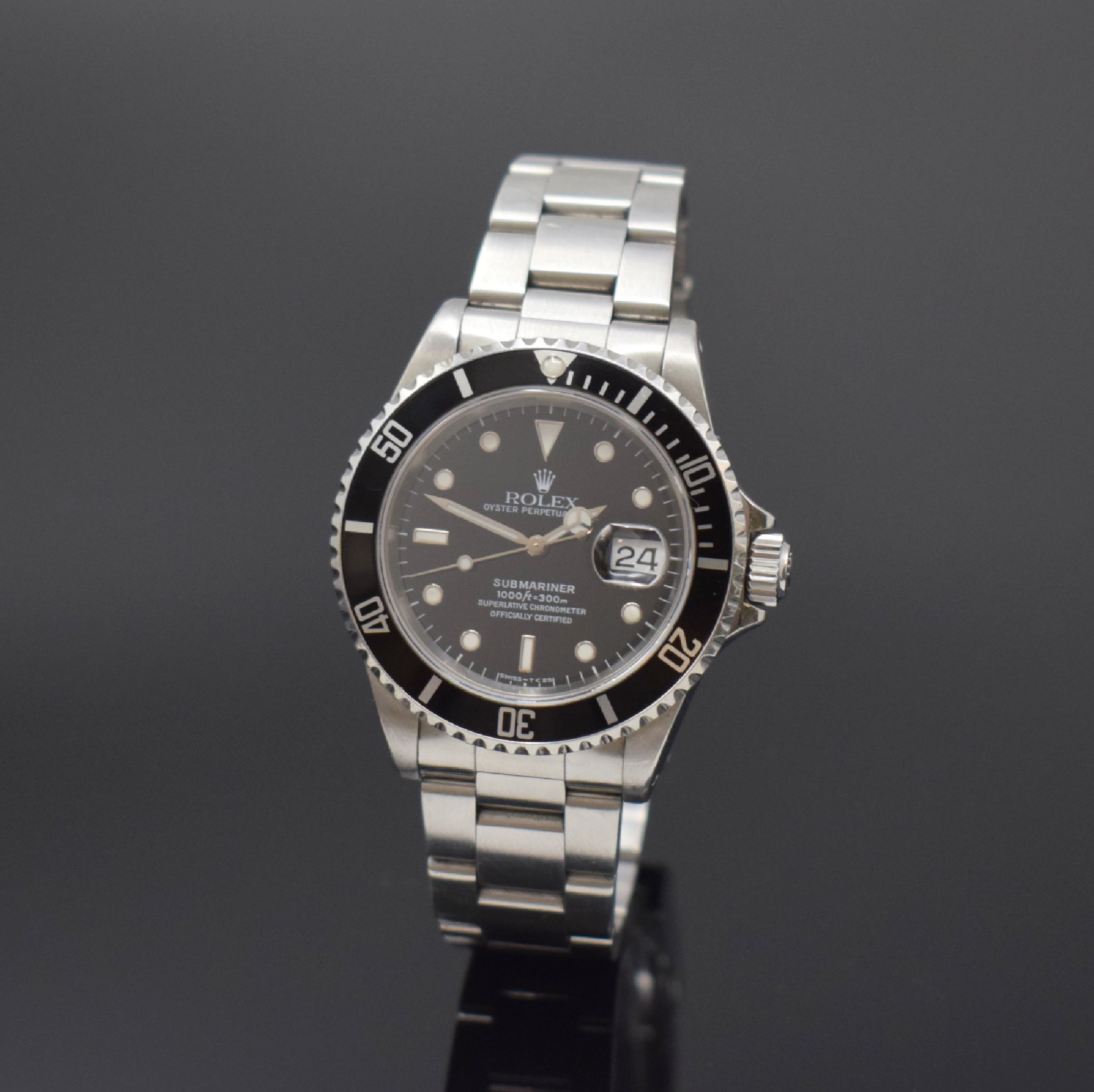 ROLEX Herrenarmbanduhr Oyster Perpetual Date Submariner Referenz 16610, Automatik, Schweiz um 1996, T-Serie, Chronometer der Superlative in Edelstahl ...