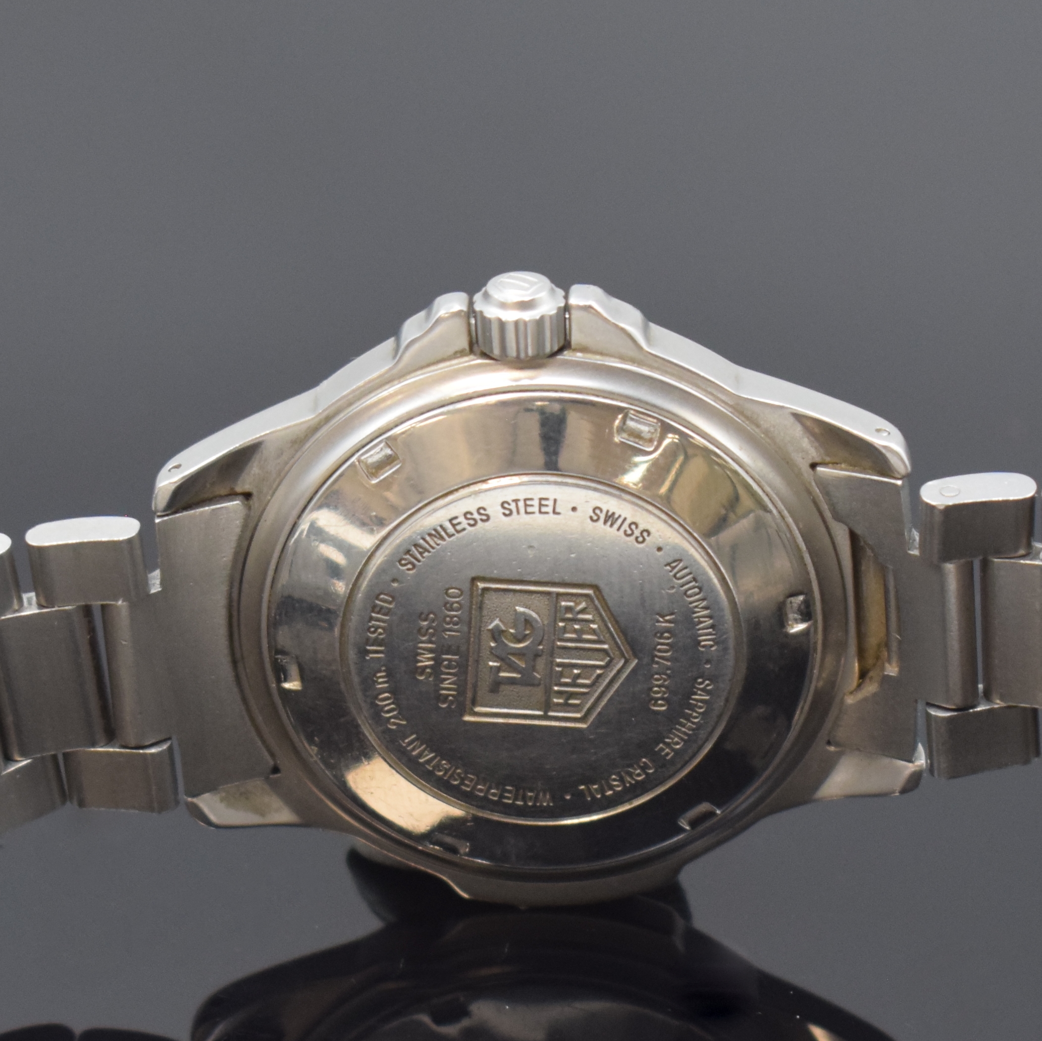 Detail d: TAG HEUER 4000 Herrenarmbanduhr in Stahl Referenz 699.706K, Schweiz um 2000, Automatik, orig. Gliederband m. Faltschl., Tauchverlängerung (zu rep.), ...