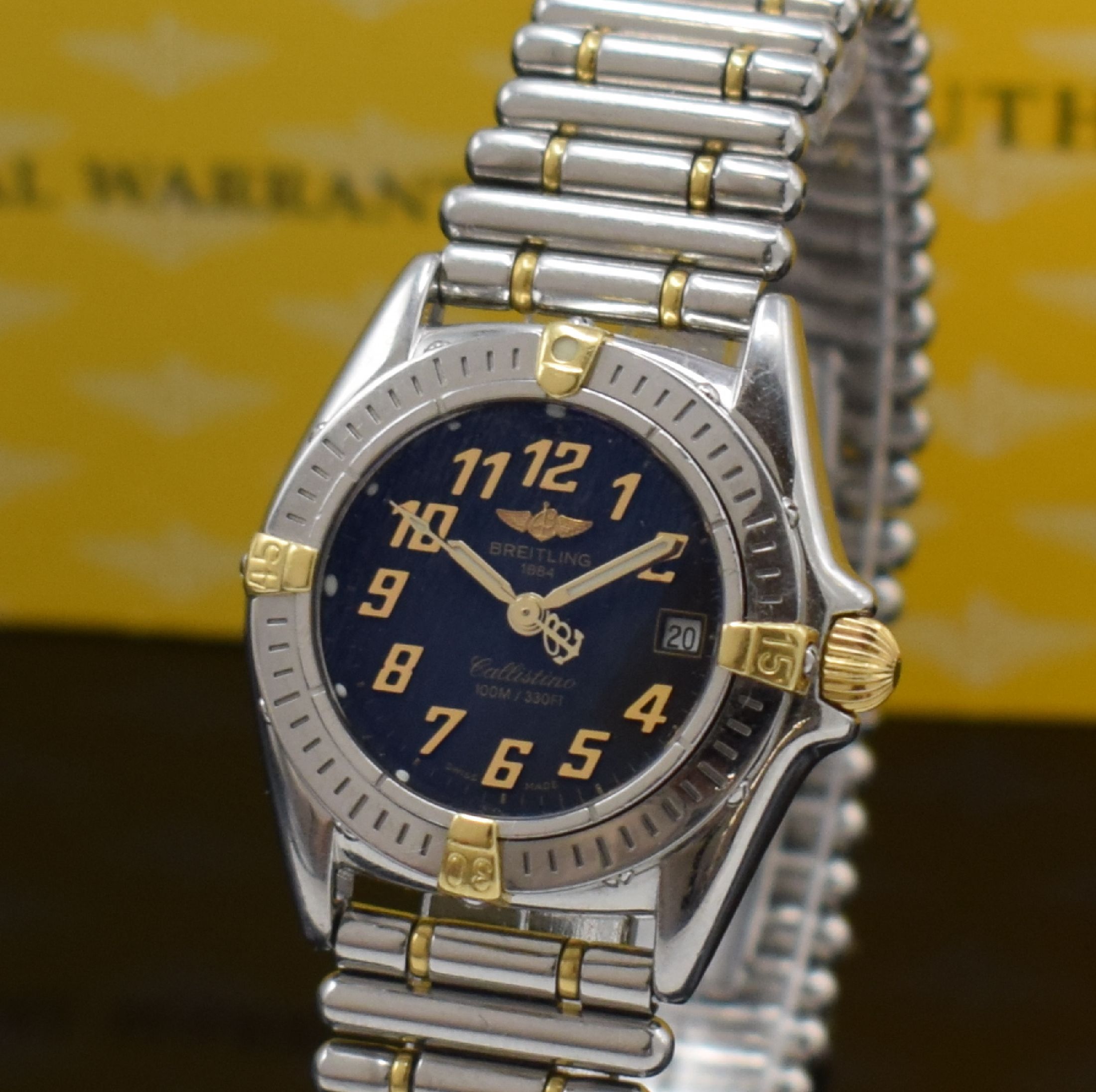Detail a: BREITLING Damenarmbanduhr Serie Callistino Referenz B 52045, Schweiz verk. lt. beil. Garantie 06/1999, quarz, Edelstahl/Gold komb. inkl. Roleauxband ...
