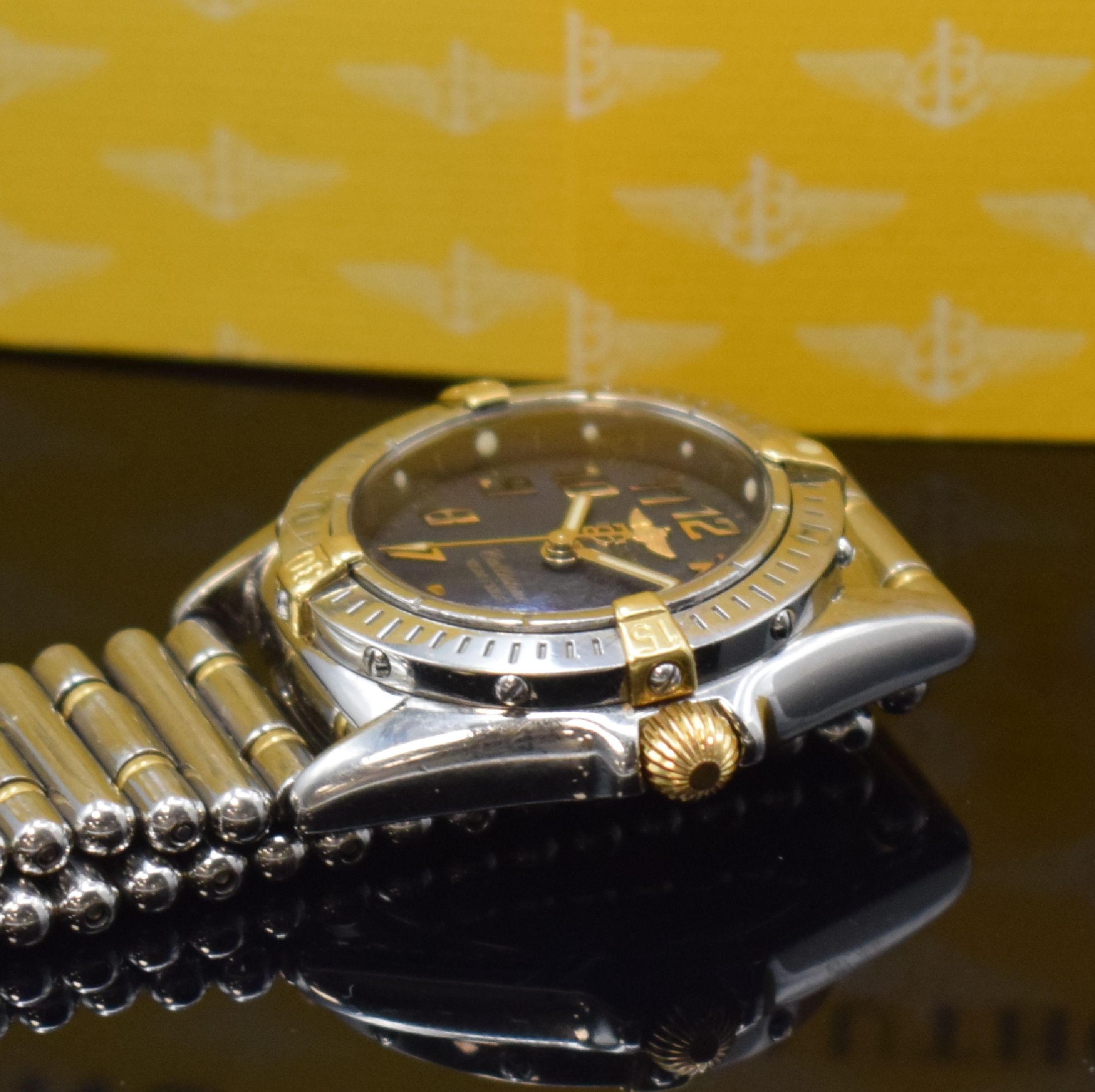 Detail c: BREITLING Damenarmbanduhr Serie Callistino Referenz B 52045, Schweiz verk. lt. beil. Garantie 06/1999, quarz, Edelstahl/Gold komb. inkl. Roleauxband ...
