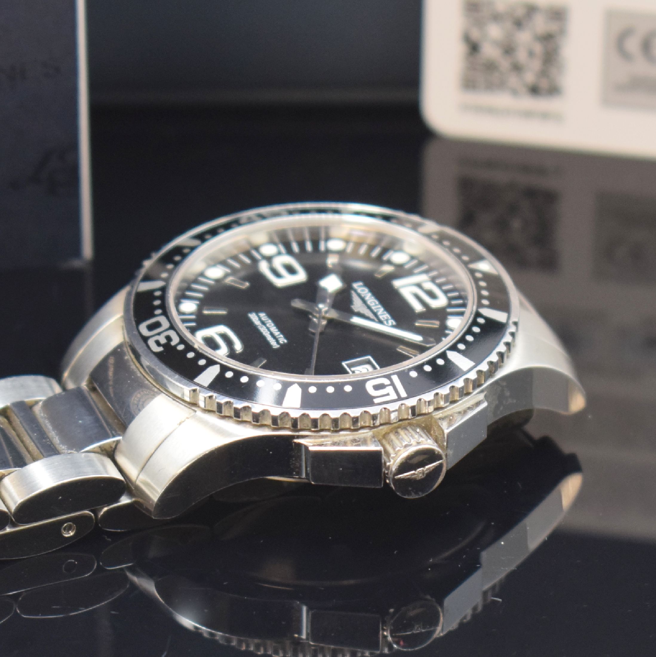 Detail c: LONGINES Hydro Conquest Herrenarmbanduhr Referenz L3.641.4, Schweiz verk. 04/2022, Automatik, verschraubtes Edelstahlgeh. inkl. orig. Gliederband m. ...