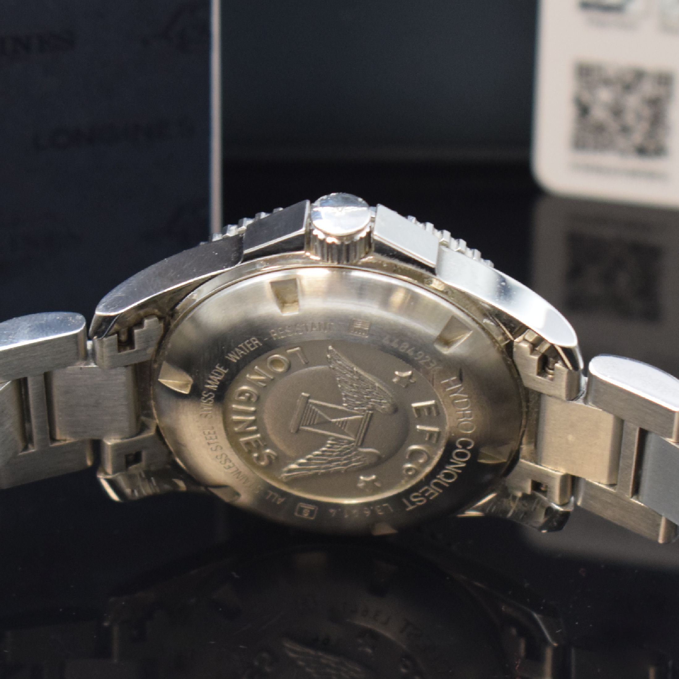Detail d: LONGINES Hydro Conquest Herrenarmbanduhr Referenz L3.641.4, Schweiz verk. 04/2022, Automatik, verschraubtes Edelstahlgeh. inkl. orig. Gliederband m. ...