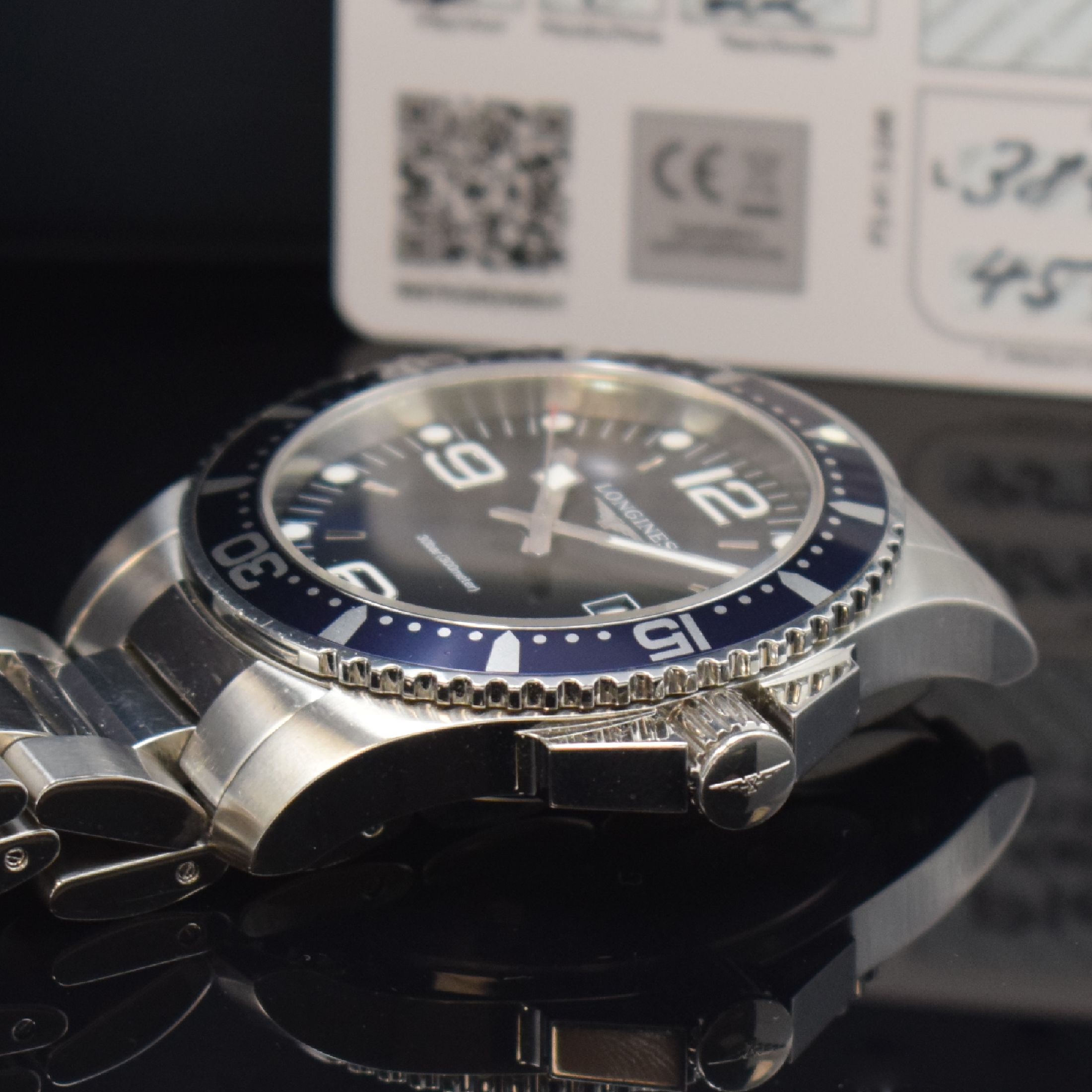 Detail c: LONGINES Hydro Conquest Herrenarmbanduhr Referenz L3.840.4, Schweiz verk. lt. beil. Pap. 04/2022, quarz, verschr. Edelstahlgeh. m. eins. drehb. ...