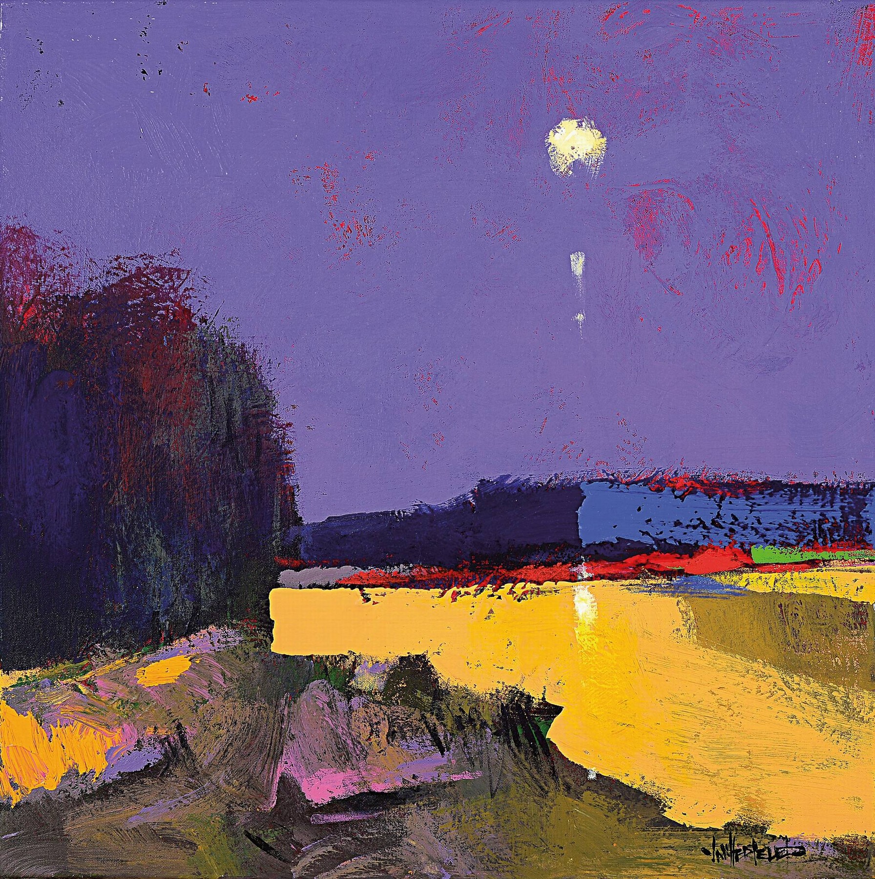 Detail b: Ian Hertslet, zeitgenössischer Künstler aus Johannesburg, geboren 1951, zwei abstrakte Landschaften, Acryl/Lwd, signiert, ca. 60 x 60cm, ...