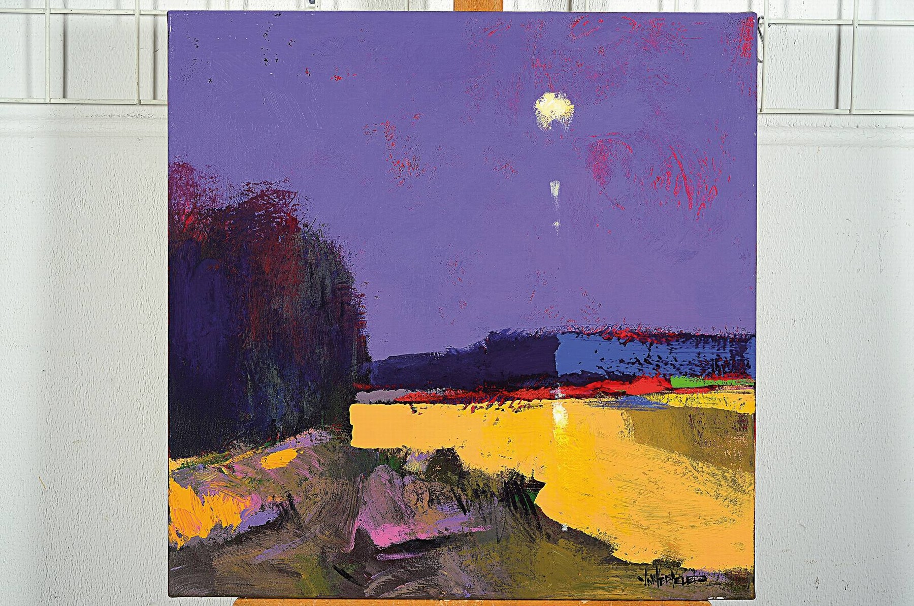 Detail m: Ian Hertslet, zeitgenössischer Künstler aus Johannesburg, geboren 1951, zwei abstrakte Landschaften, Acryl/Lwd, signiert, ca. 60 x 60cm, ...