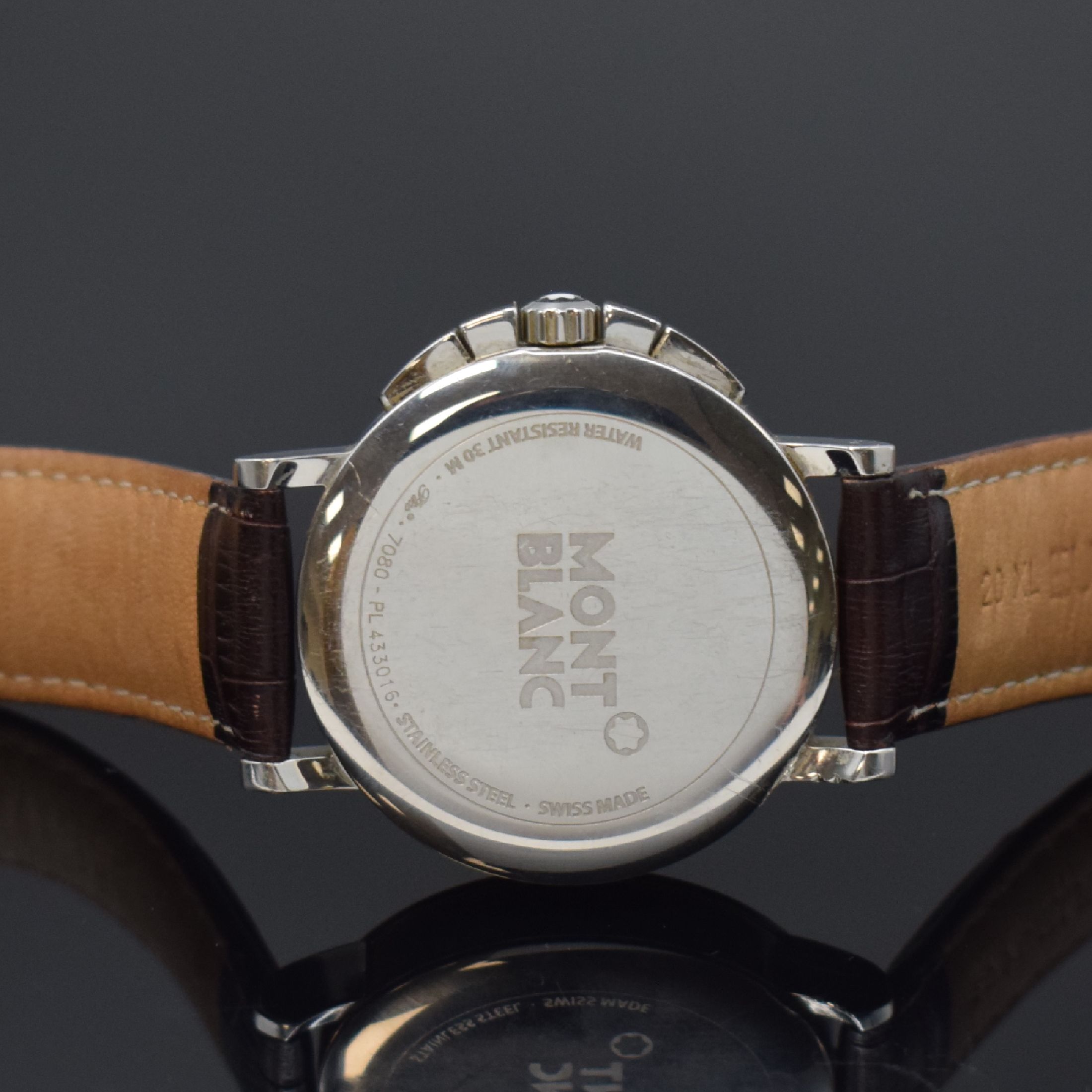 Detail b: MONTBLANC Herrenarmbanduhr Modell Summit XL mit Chronograph Referenz 7080, Schweiz um 2000, quarz, Boden aufgedr., braunes Zifferbl. m. arab. Zahlen, ...