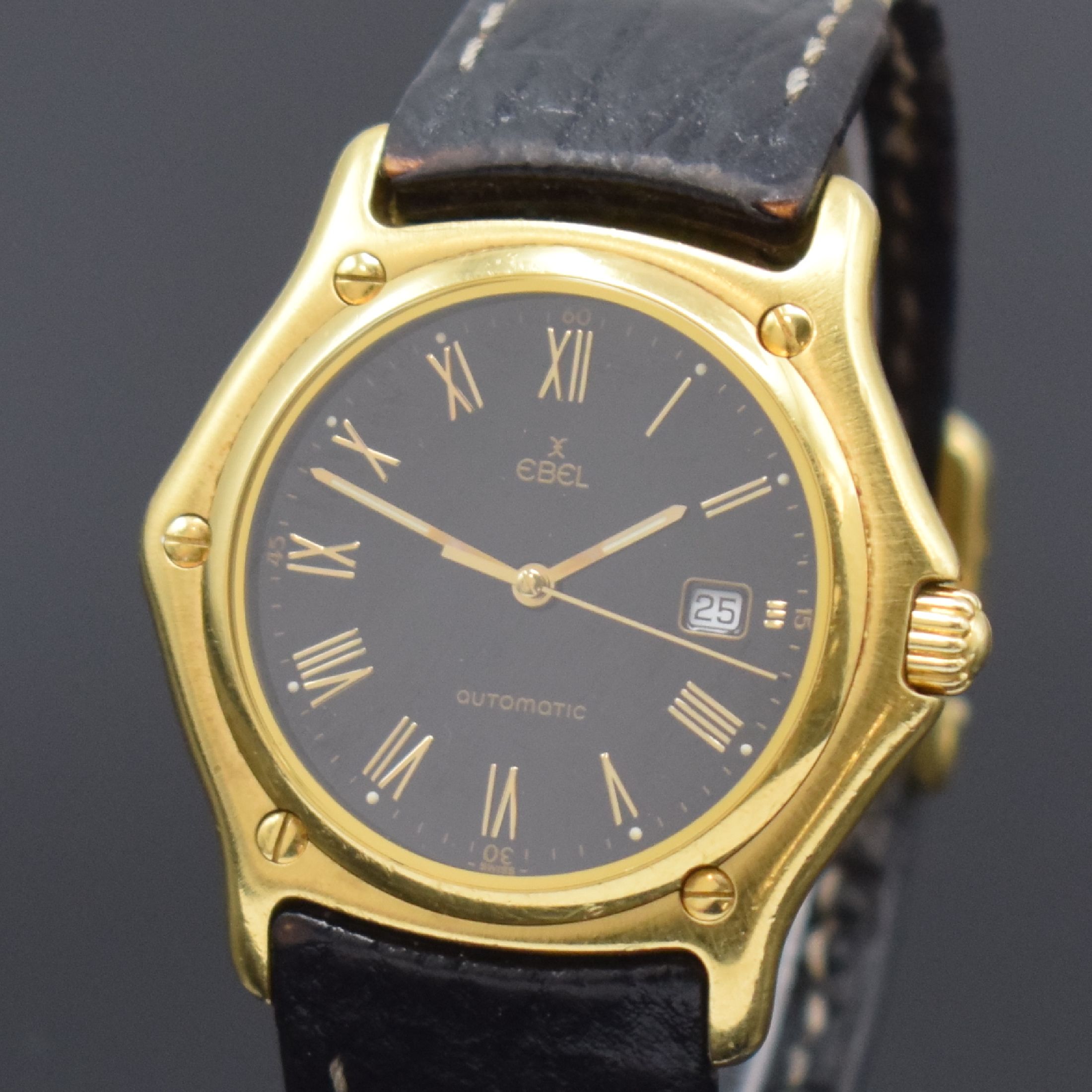 Detail a: EBEL 1911 Armbanduhr in GG 750/000 Referenz 893902, Automatik, massives Goldgeh. inkl. orig. Lederband (zu ers.) m. orig. GG 750/000 Faltschl., Boden ...