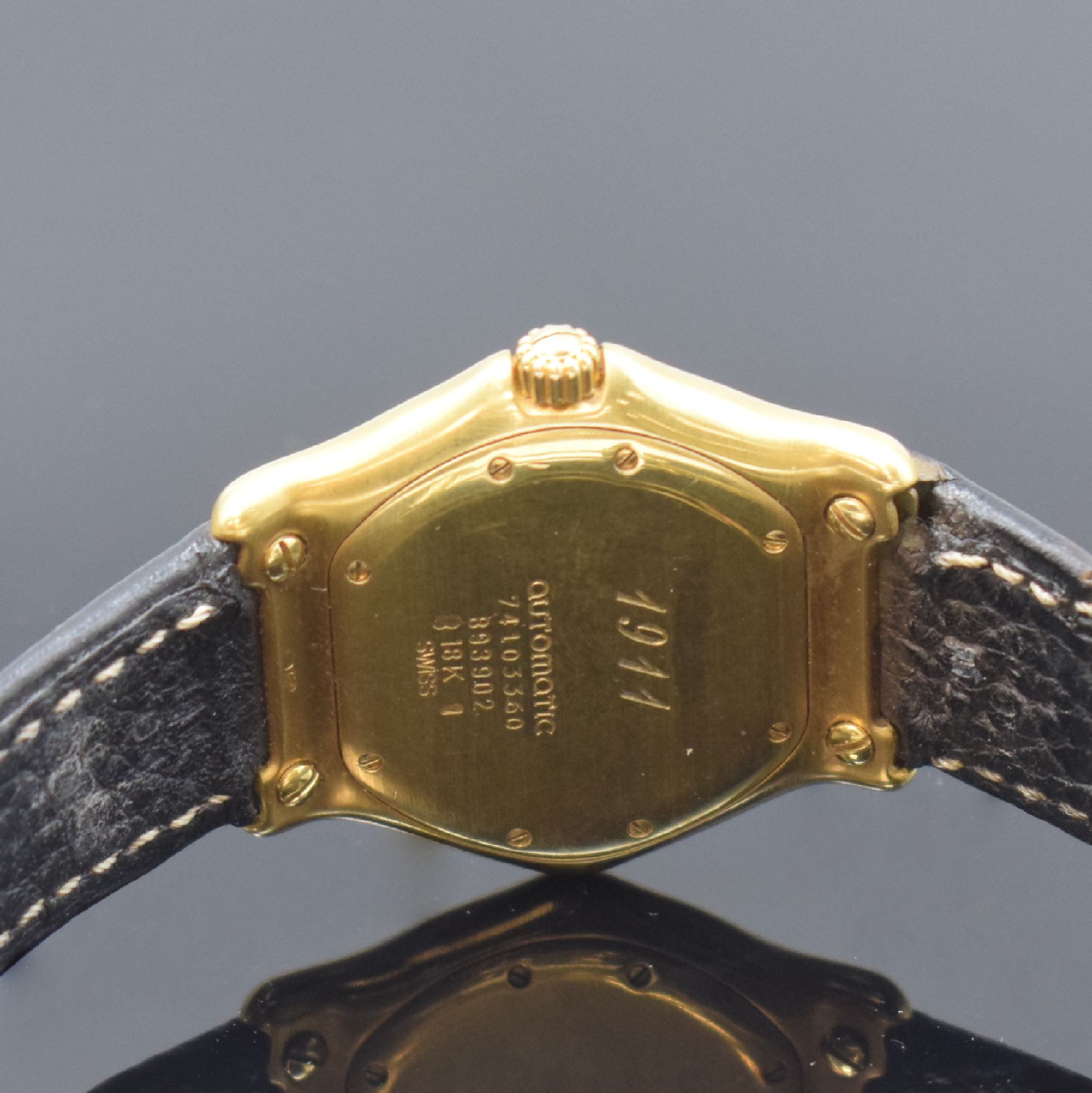 Detail d: EBEL 1911 Armbanduhr in GG 750/000 Referenz 893902, Automatik, massives Goldgeh. inkl. orig. Lederband (zu ers.) m. orig. GG 750/000 Faltschl., Boden ...