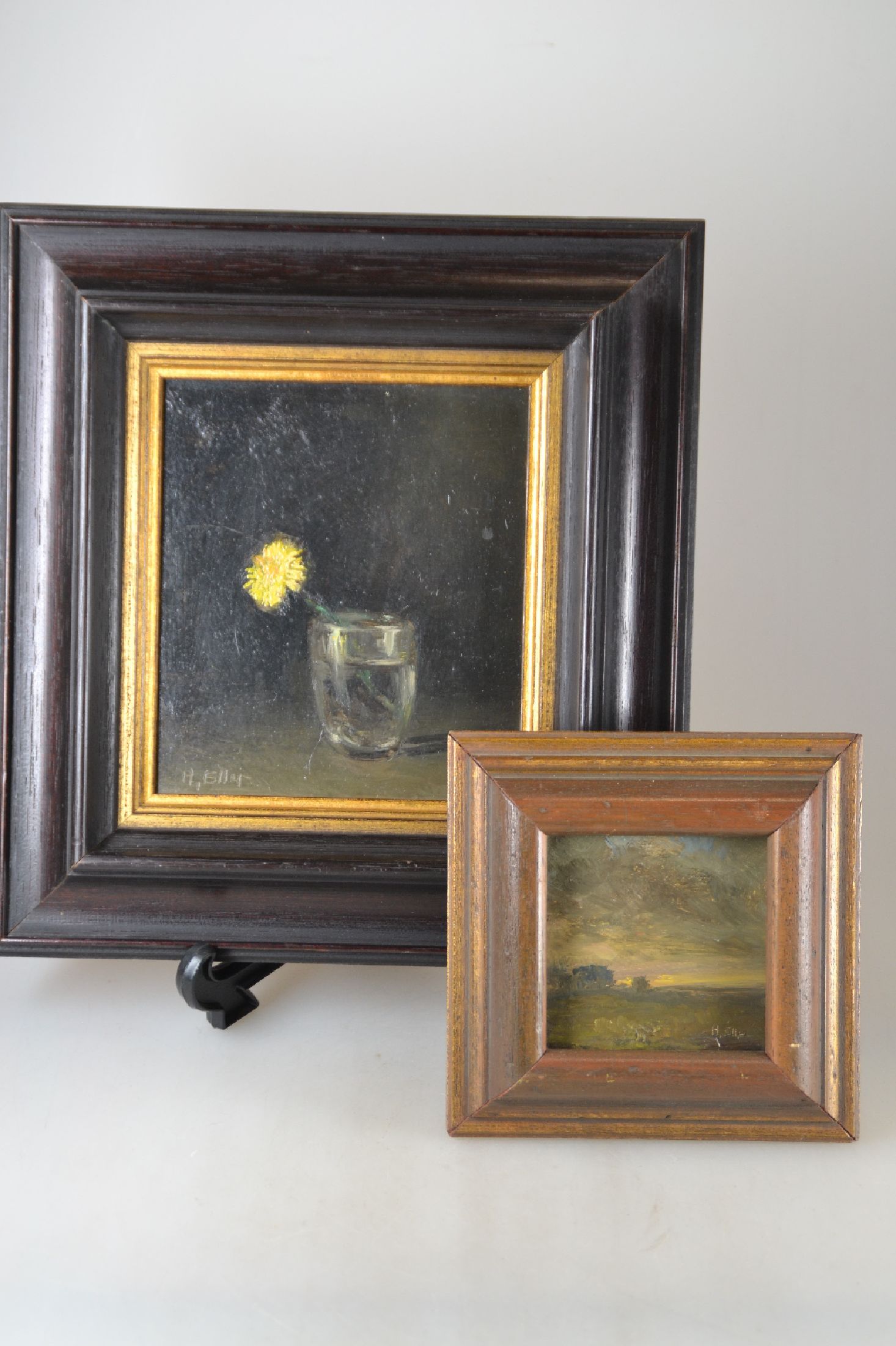 Detail b: Hermann Eller, 1925 Zwiesel-2009 Deggendorf,kleine Sammlung aus 3 Gemälden: Landschaft im Morgenlicht, rückseitig betitelt "alte ...
