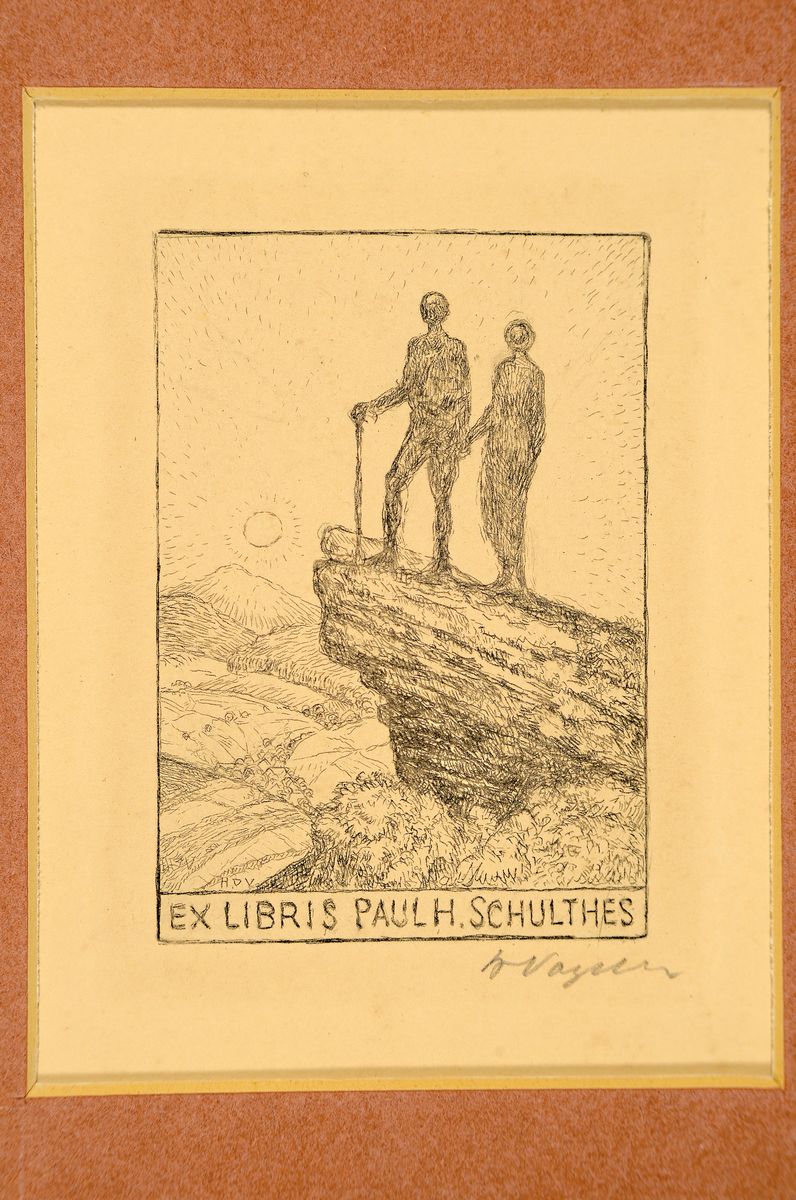Detail k: ExLibris: Heinrich Vogeler, 1872 Bremen-1942 Kornejewka/kasachische SSR, Radierung, "Ex Libris Paul H. Schultes I" Der neue Morgen, 1923, ...