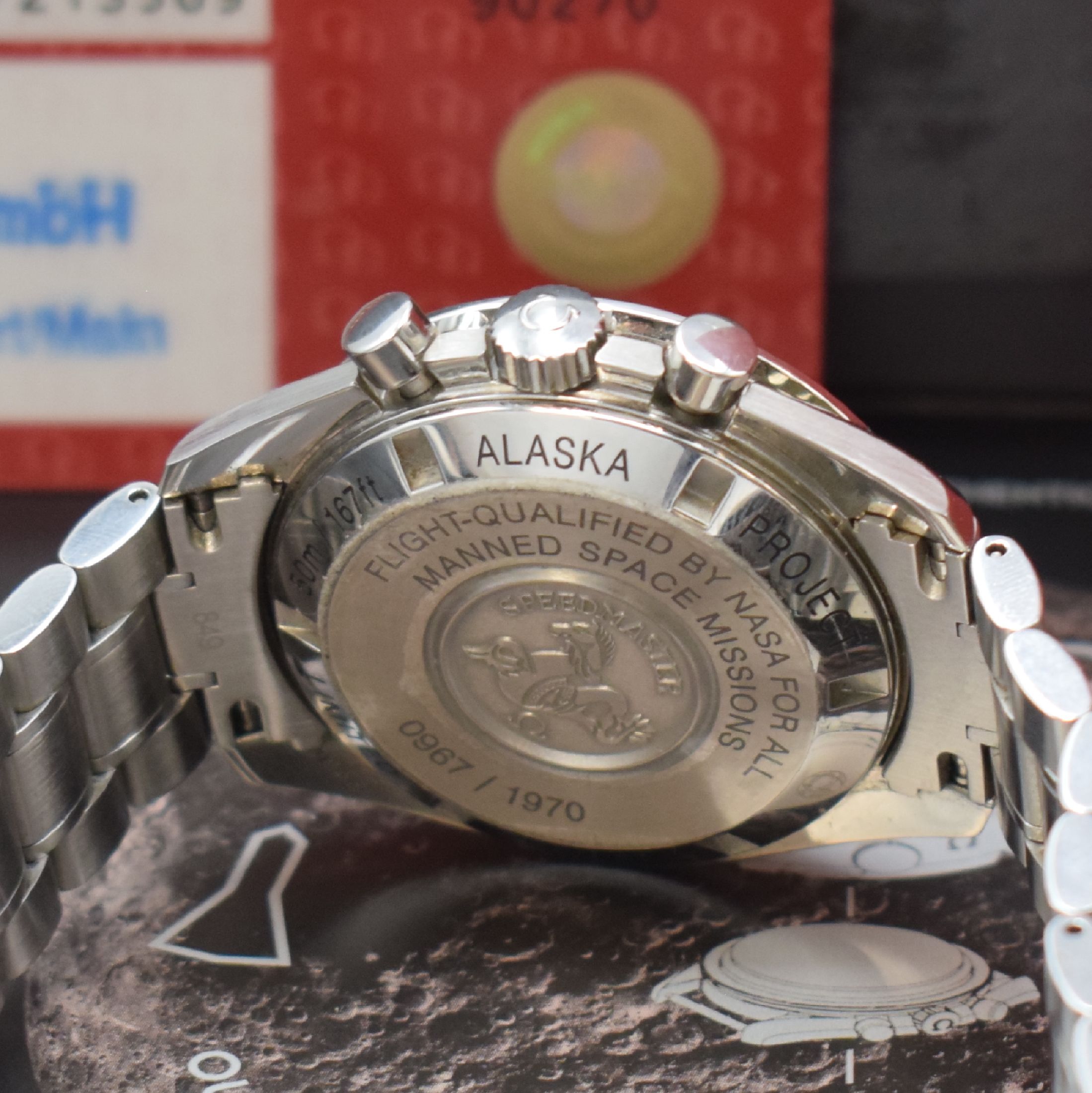 Detail f: OMEGA limitierter Armbandchronograph Speedmaster Professional "Alaska Project" Referenz 311.32.42.30.04.001, Handaufzug, auf 1970 Stück ...