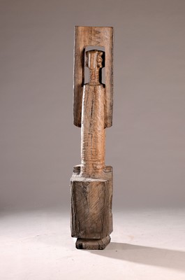 26687832k - Viktor Gaga, 1930-2003 Romania, large wooden sculpture, solid wood, anthropomorphic form, signed and dated (19)70, age range, H. 162 cm