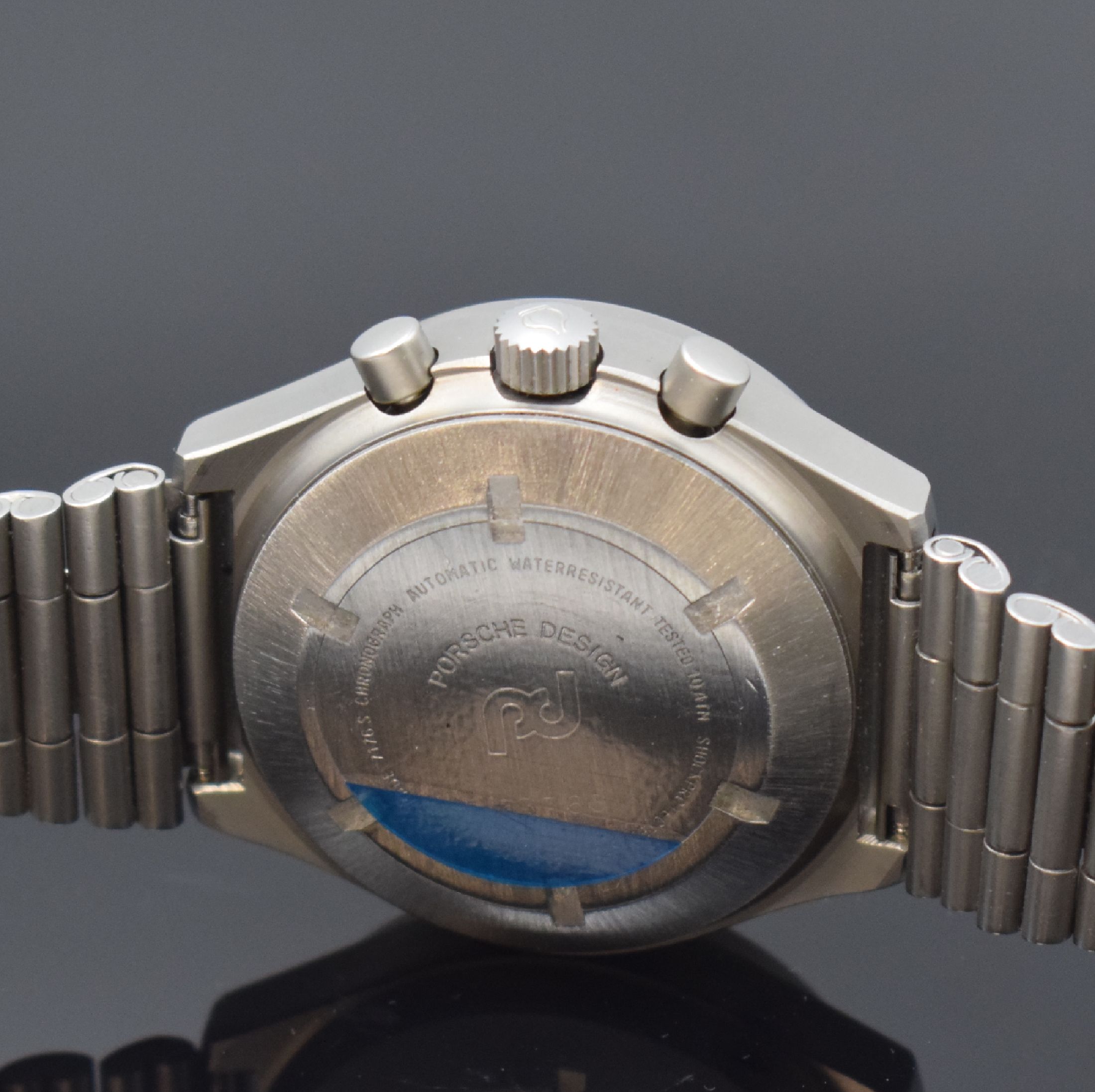 Detail d: ORFINA / PORSCHE DESIGN nahezu neuwertiger Armbandchronograph Referenz 7176 S, Automatik, Schweiz 1970er Jahre, matt. Edelstahlgeh. inkl. Gliederband ...