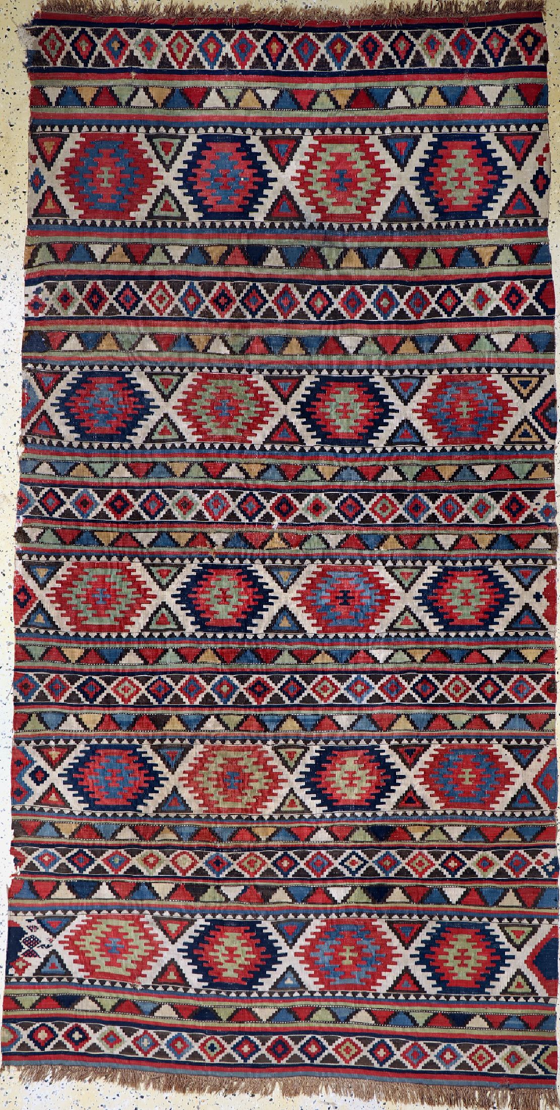 Schirwan Kelim antik, Kaukasus, 19.Jhd, Wolle auf Wolle, ca. 270 x 135 cm, EHZ: 4