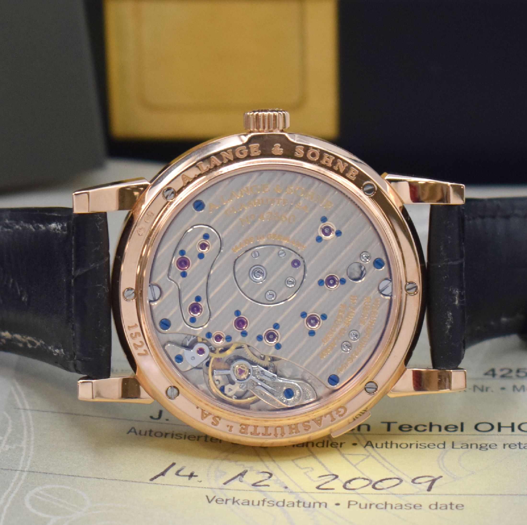 Detail g: A. LANGE & SÖHNE "Lange 1 Mondphase" feine Herrenarmbanduhr Referenz 109.032 in RoseG 750/000 mit original Box und Papieren, Deutschland ...