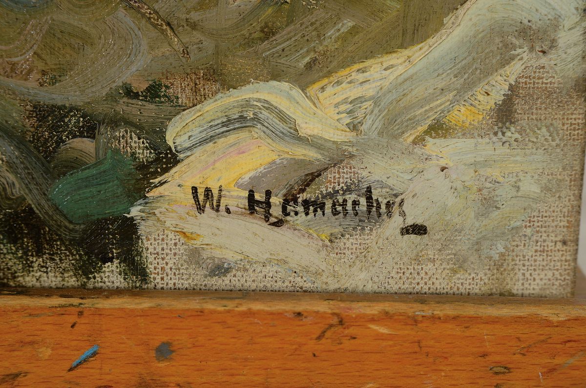 Detail a: Willy Hamacher, 1865 Breslau-1909 Bad Reinerz, Netzflicker, Öl/Lwd, rechts unten signiert, rückseitig betitelt, ca. 61x48cm
