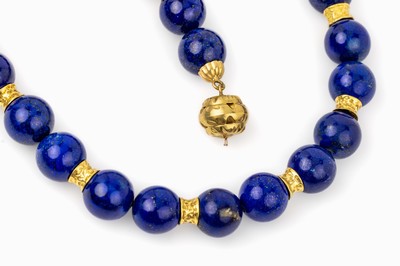 Image 26688173 - 18 kt gold lapis lazuli-necklace