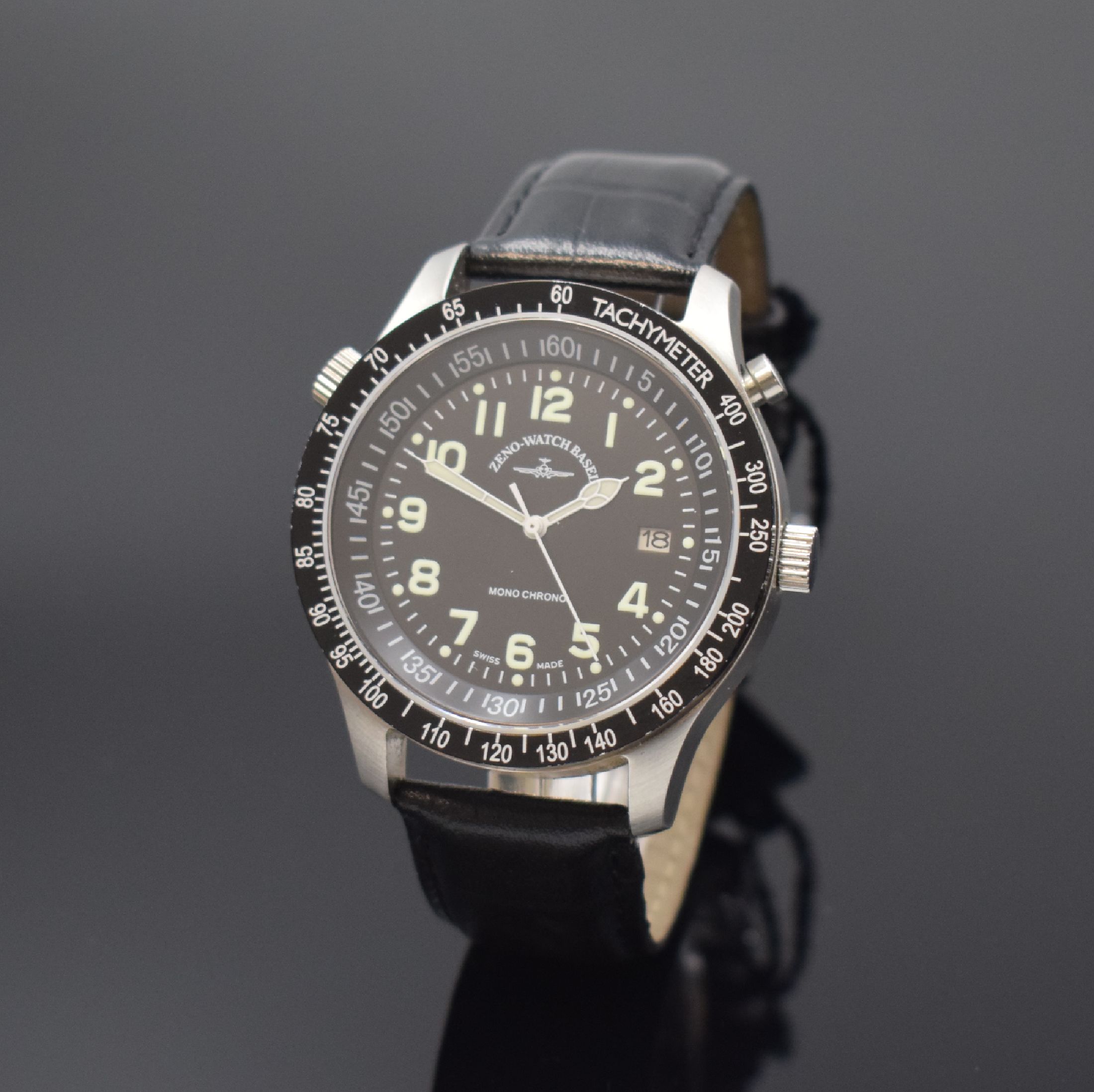 ZENO-WATCH BASEL seltene, auf 400 Stück limitierte Herrenarmbanduhr Monochrono Referenz 3851, Handaufzug, Schweiz um 2020, Edelstahlgeh. inkl. ...