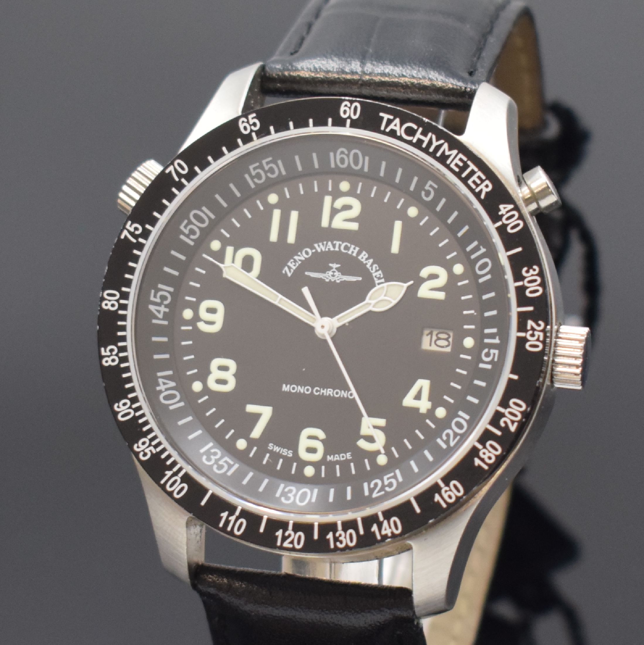 Detail a: ZENO-WATCH BASEL seltene, auf 400 Stück limitierte Herrenarmbanduhr Monochrono Referenz 3851, Handaufzug, Schweiz um 2020, Edelstahlgeh. inkl. ...