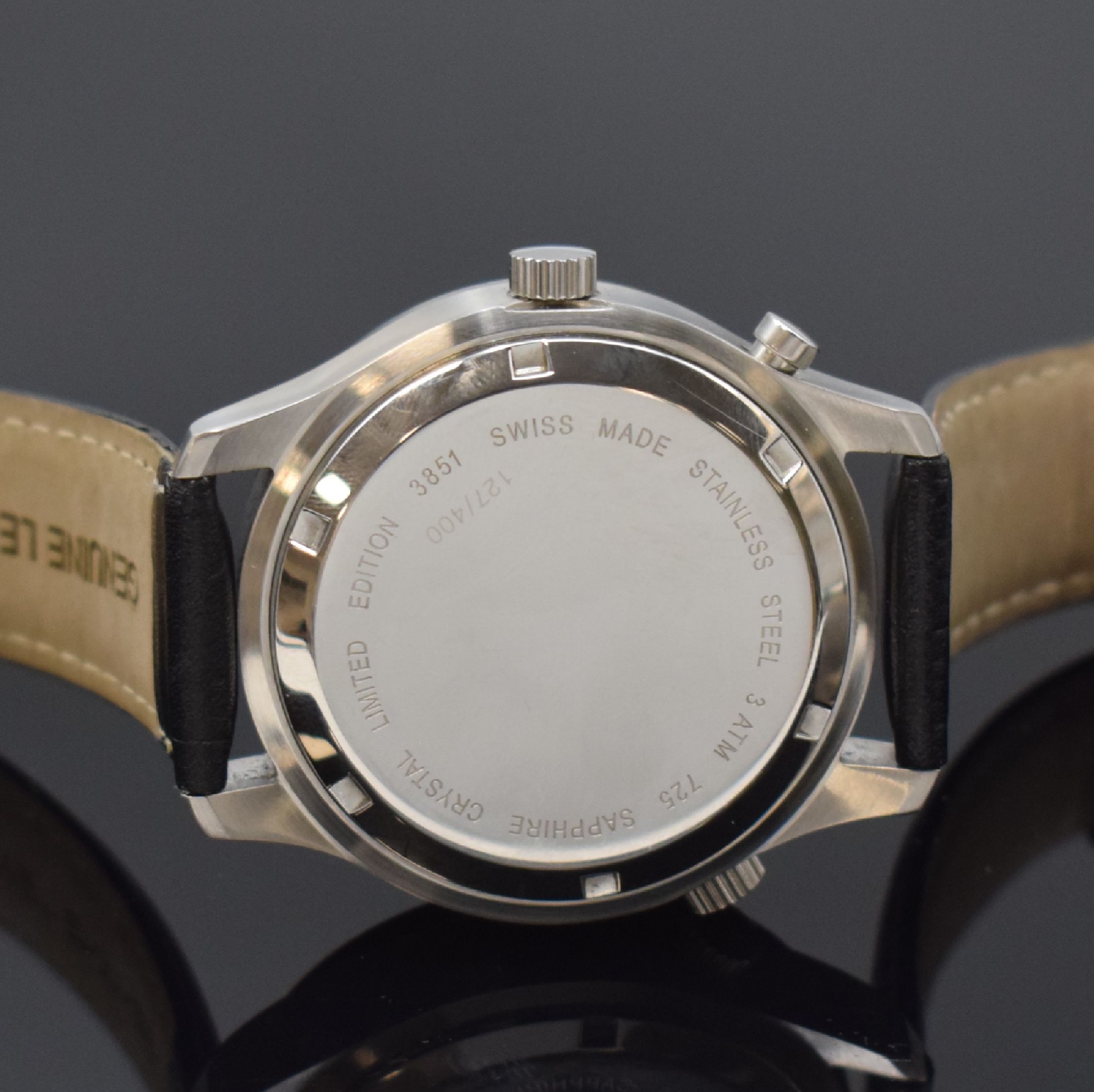 Detail c: ZENO-WATCH BASEL seltene, auf 400 Stück limitierte Herrenarmbanduhr Monochrono Referenz 3851, Handaufzug, Schweiz um 2020, Edelstahlgeh. inkl. ...