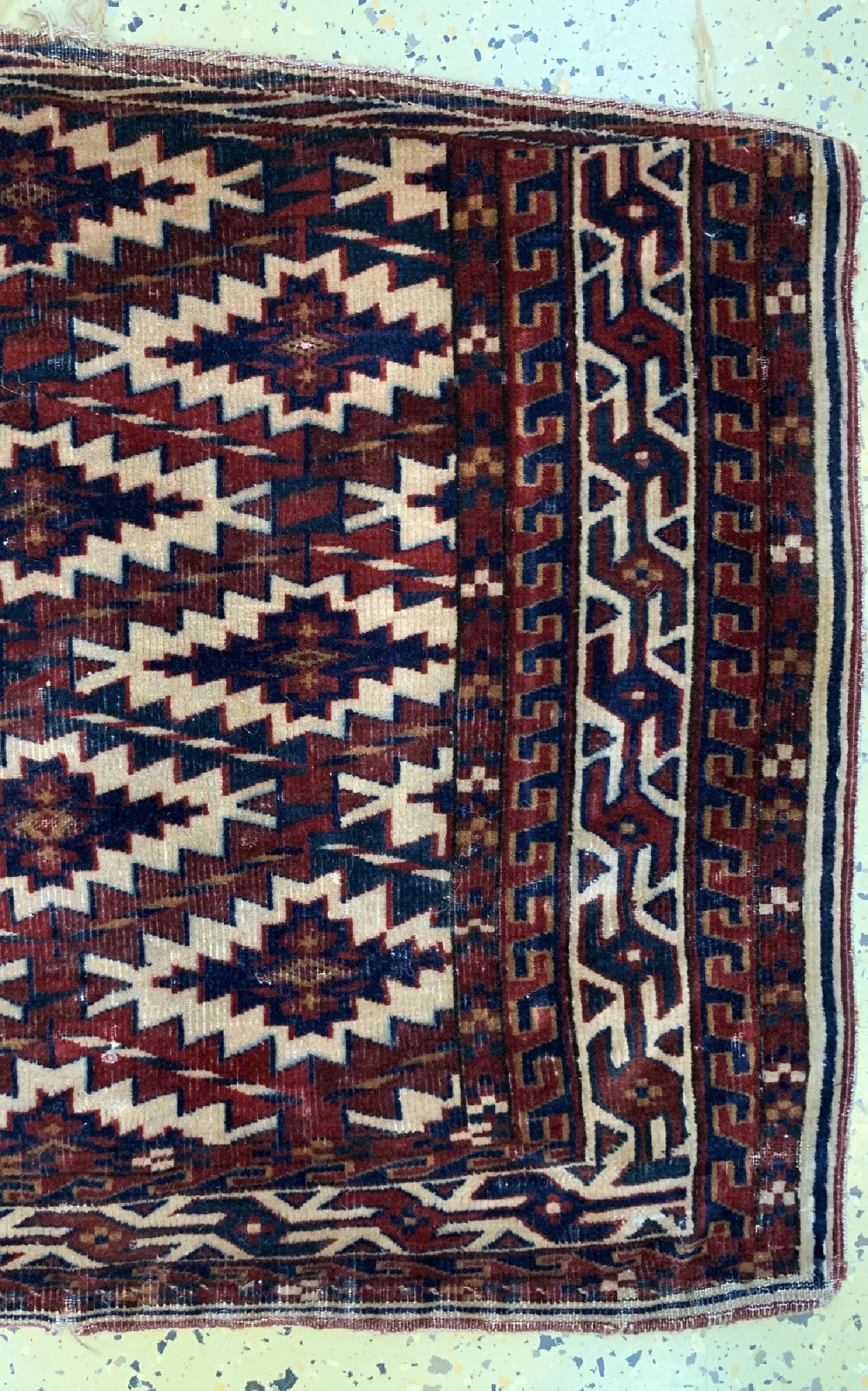 Detail a: Konvolut Asmalyk & Torba, Turkmenistan, 19.Jhd, Wolle auf Wolle, ca. 128 x 66 cm & ca. 83 x 35 cm, EHZ: 4