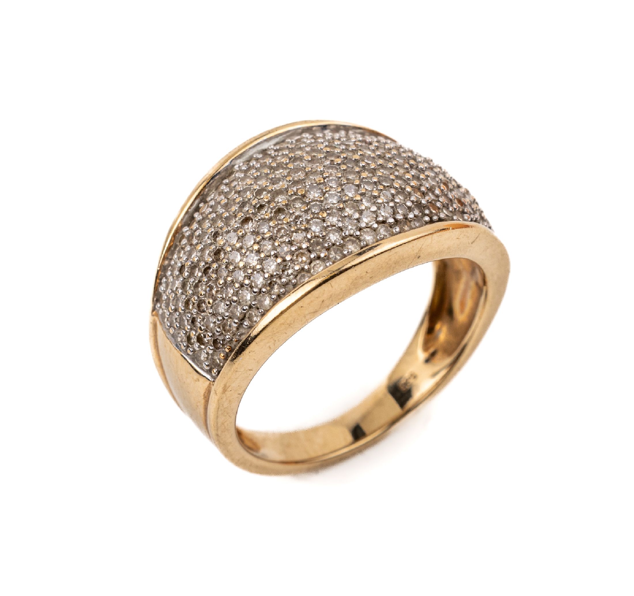 14 kt Gold Diamant-Ring, GG/WG 585/000, 8/8-Diamanten zus. ca. 1.50 ct l.get.Weiß/p, RW 53, ca. 6.0 g