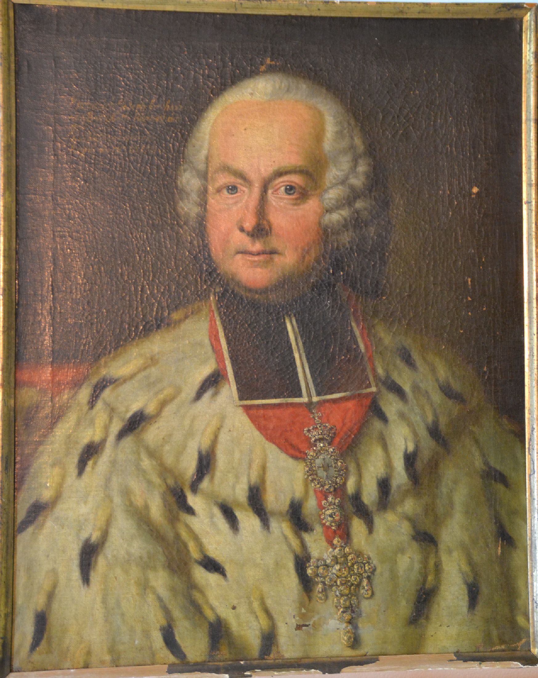 Detail b: Unbekannter Künstler des 18. Jh., Porträt des Emmerich Josef Freiherr von Breidbach Bürresheim, Kurfürst von Mainz, regierte von 1763 bis 1774, ...