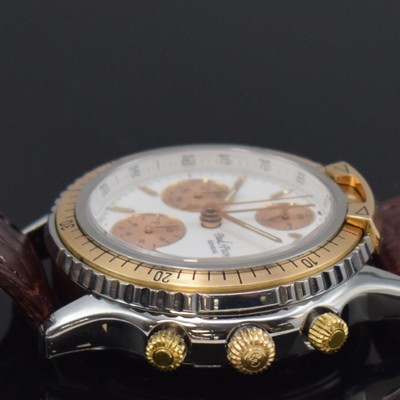 26690994c - PAUL PICOT U-Boot gents wristwatch with chronograph, Switzerland, self winding, stainless steel and gold combined, screwed down case, revolving bezel, white dial with applied hour-indices, gilded luminous hands, date, diameter approx. 39 mm, condition 2