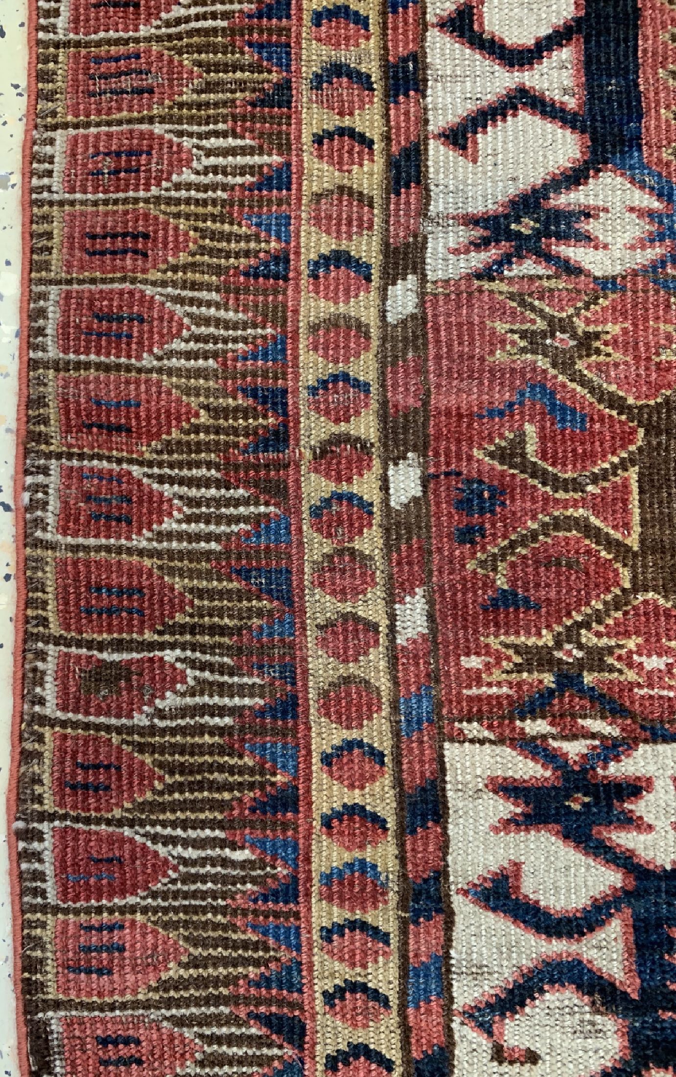 Detail d: Antiker Beschir, Turkmenistan, Anfang 19.Jhd, Wolle auf Wolle, ca. 193 x 86 cm, EHZ:3, (Alte Restaurierungen, Verkürzt)